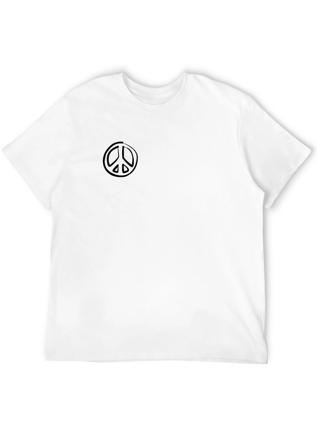 Mens Black Crewneck T-Shirt with Peace Sign
