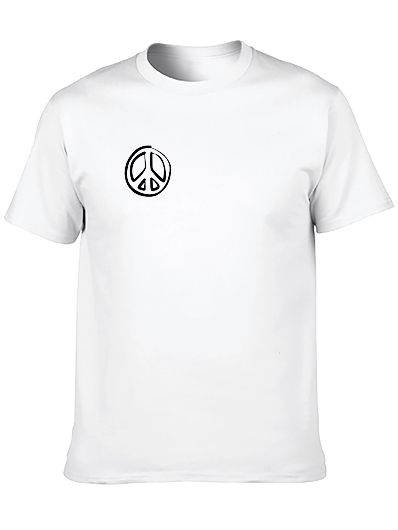 Mens Black Crewneck T-Shirt with Peace Sign