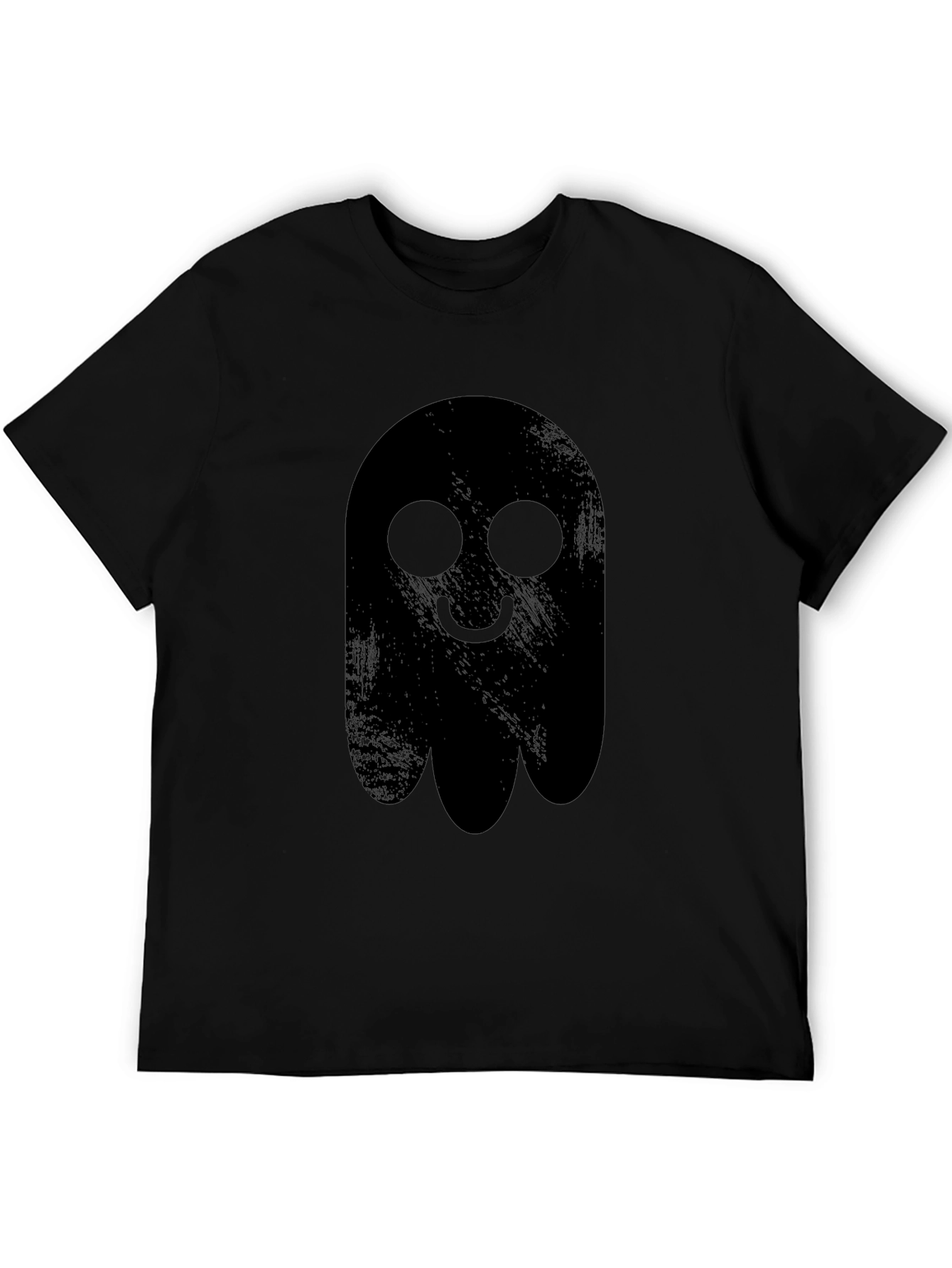 Spooky Cute Ghost Graphic Tee - Black Cotton