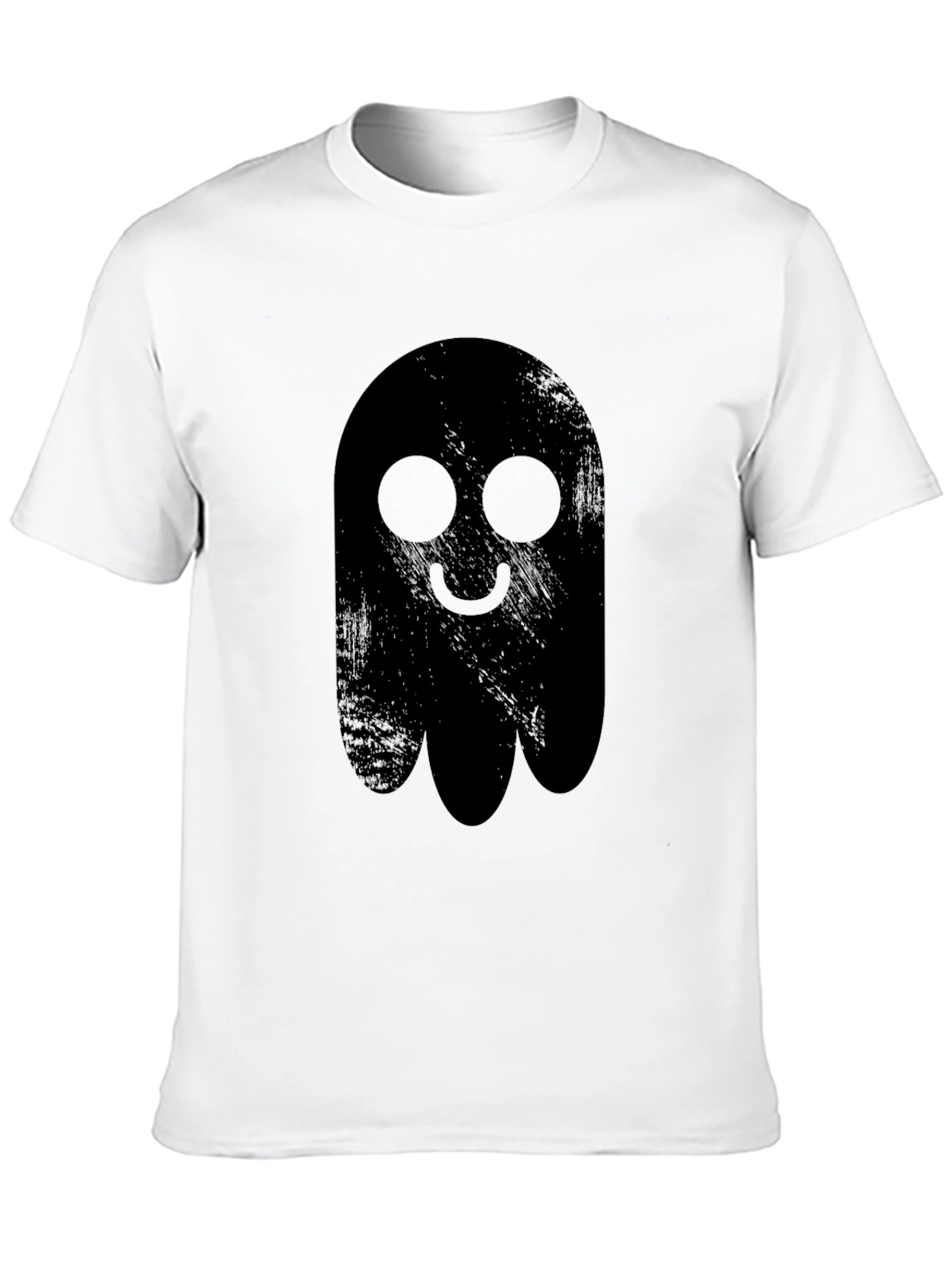 Spooky Cute Ghost Graphic Tee - Black Cotton