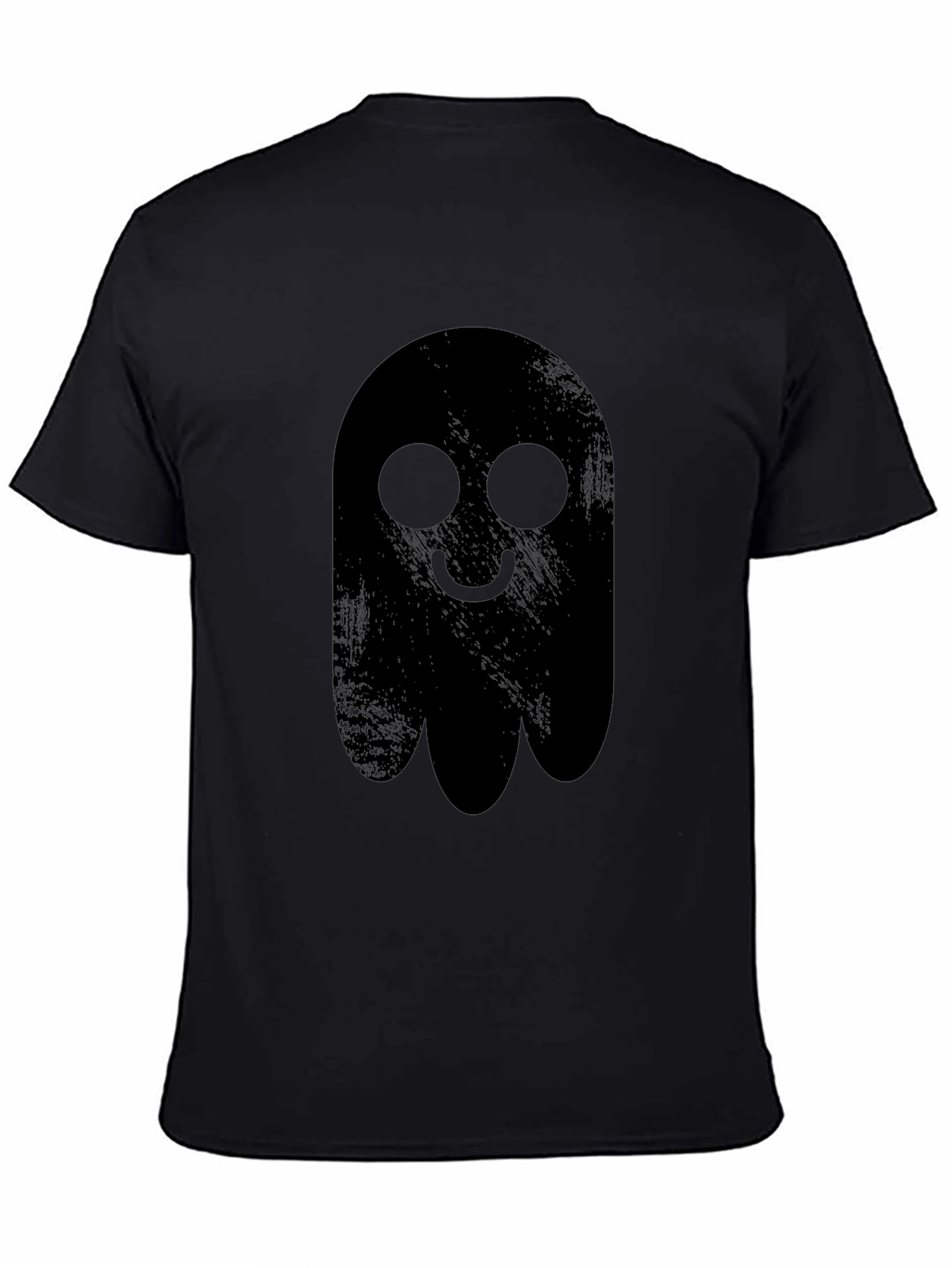 Spooky Cute Ghost Graphic Tee - Black Cotton