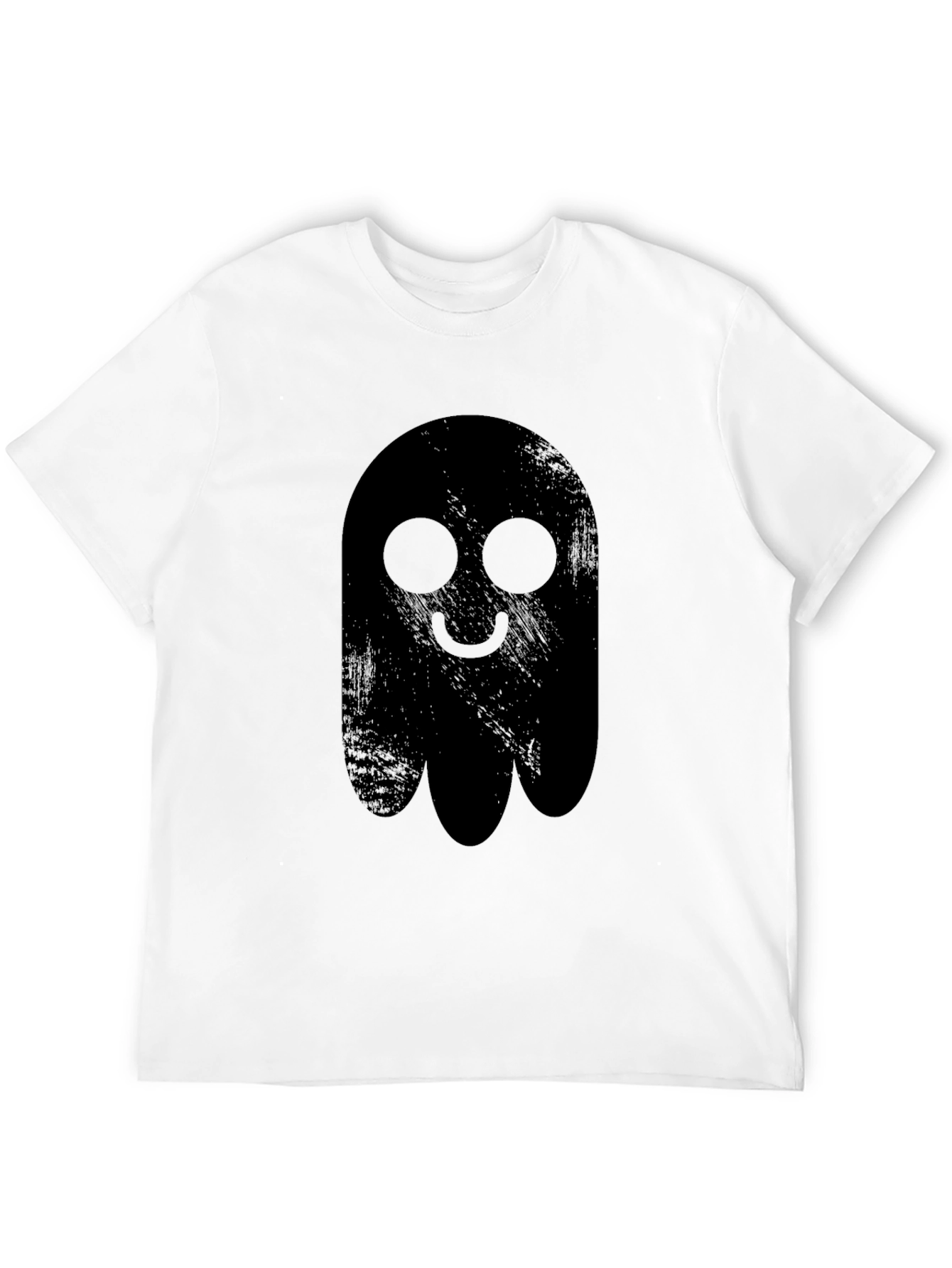 Spooky Cute Ghost Graphic Tee - Black Cotton