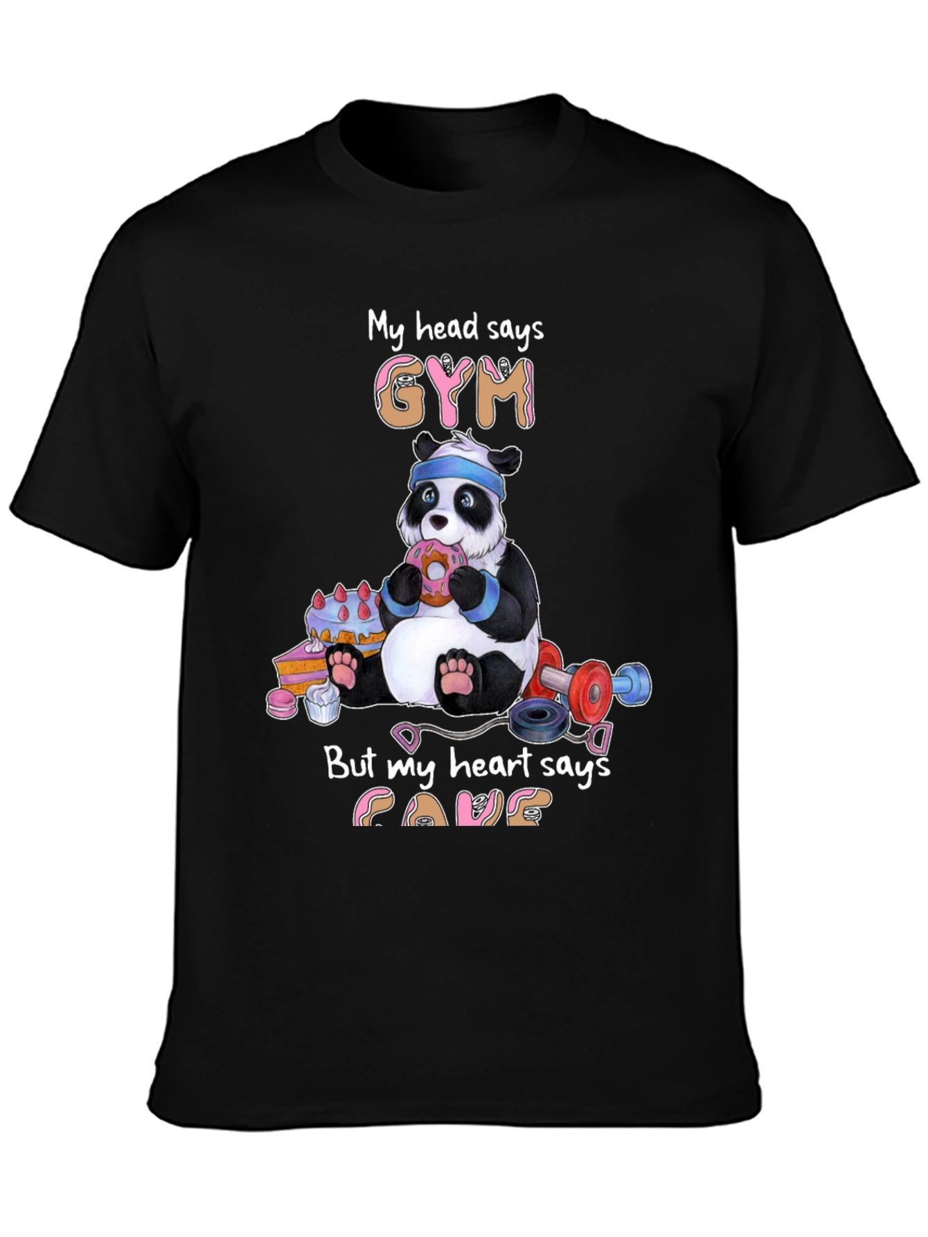 Funny Panda Gym & Cake T-Shirt