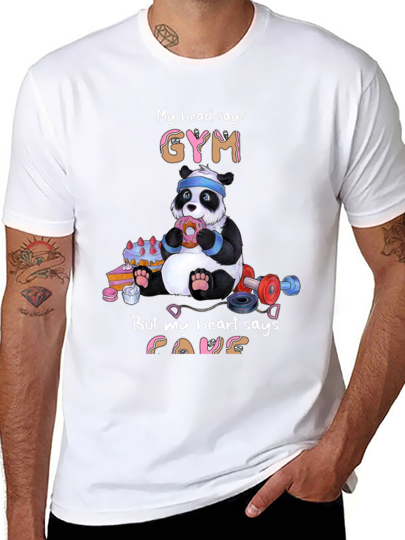 Funny Panda Gym & Cake T-Shirt