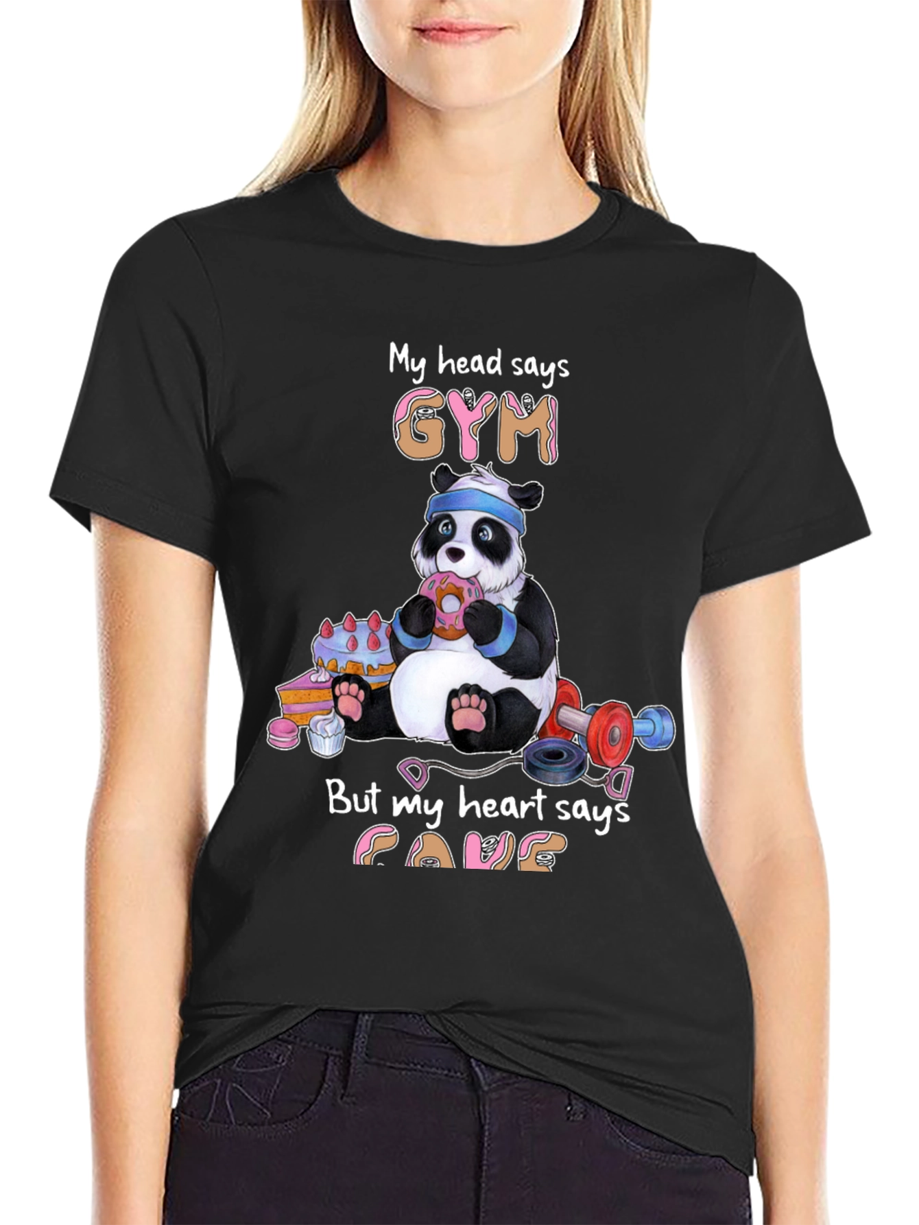 Funny Panda Gym & Cake T-Shirt