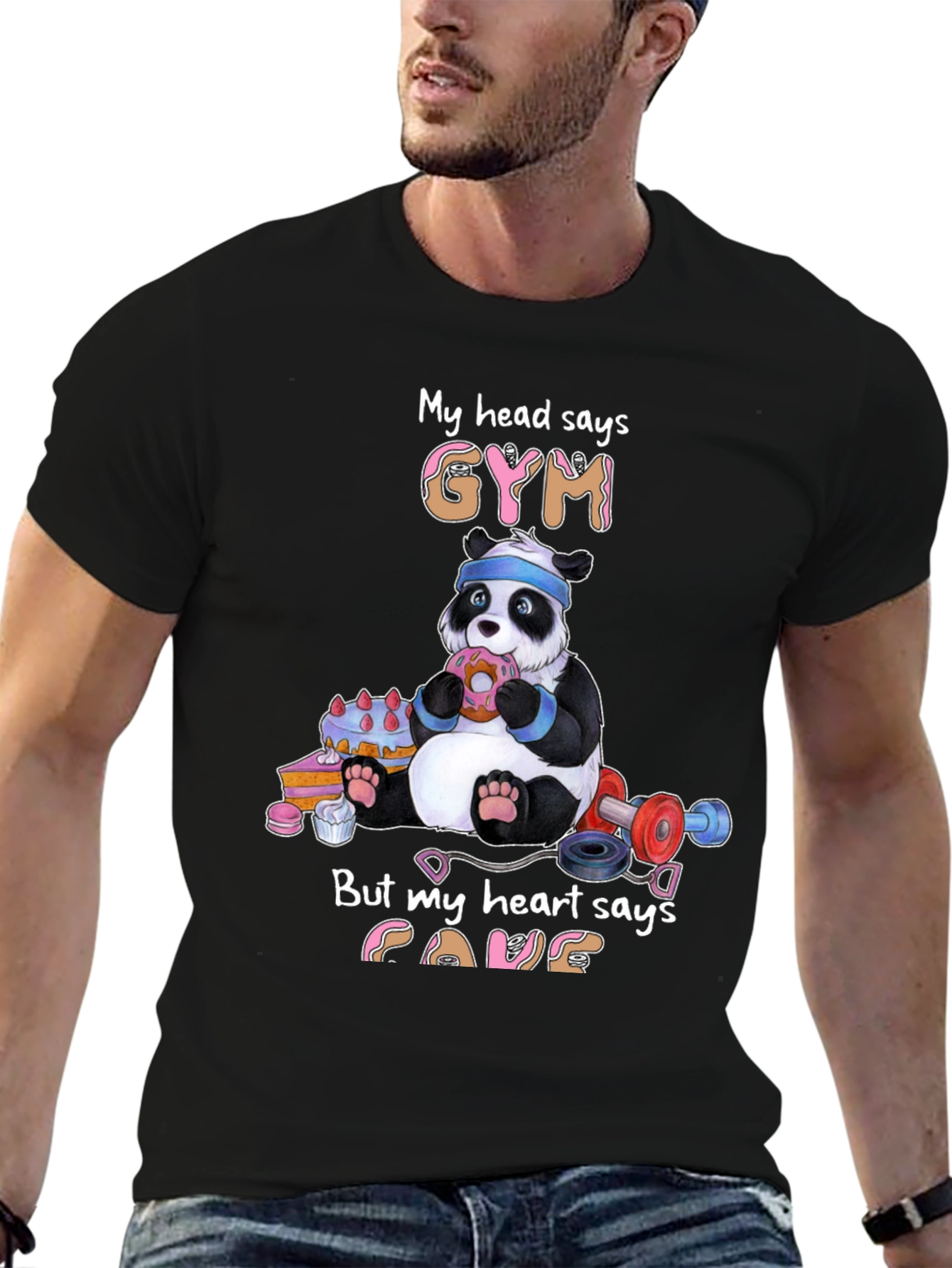 Funny Panda Gym & Cake T-Shirt