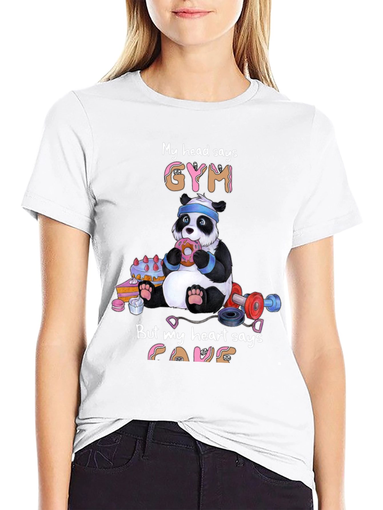 Funny Panda Gym & Cake T-Shirt