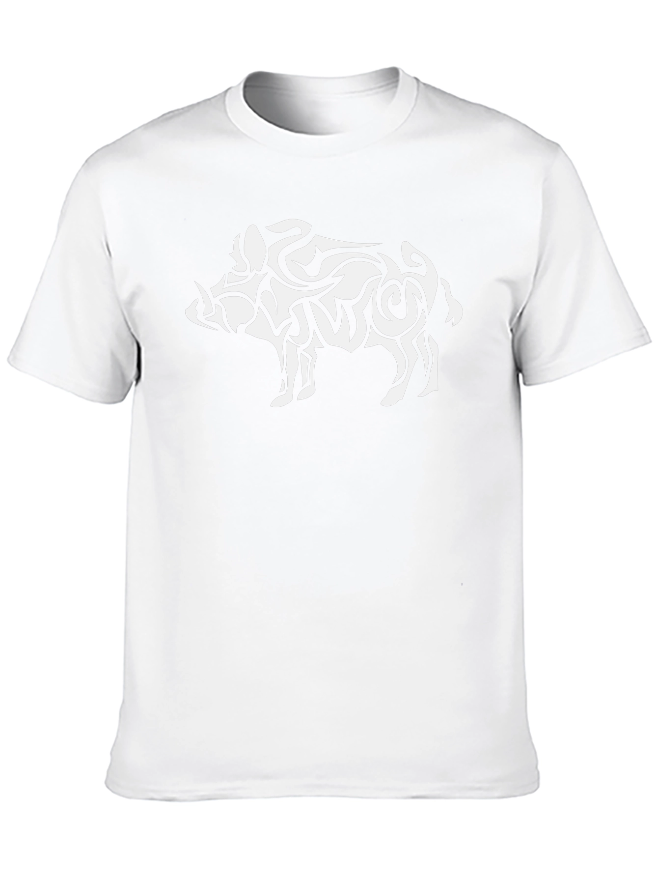 Tribal Boar Graphic Tee - Black Cotton T-Shirt