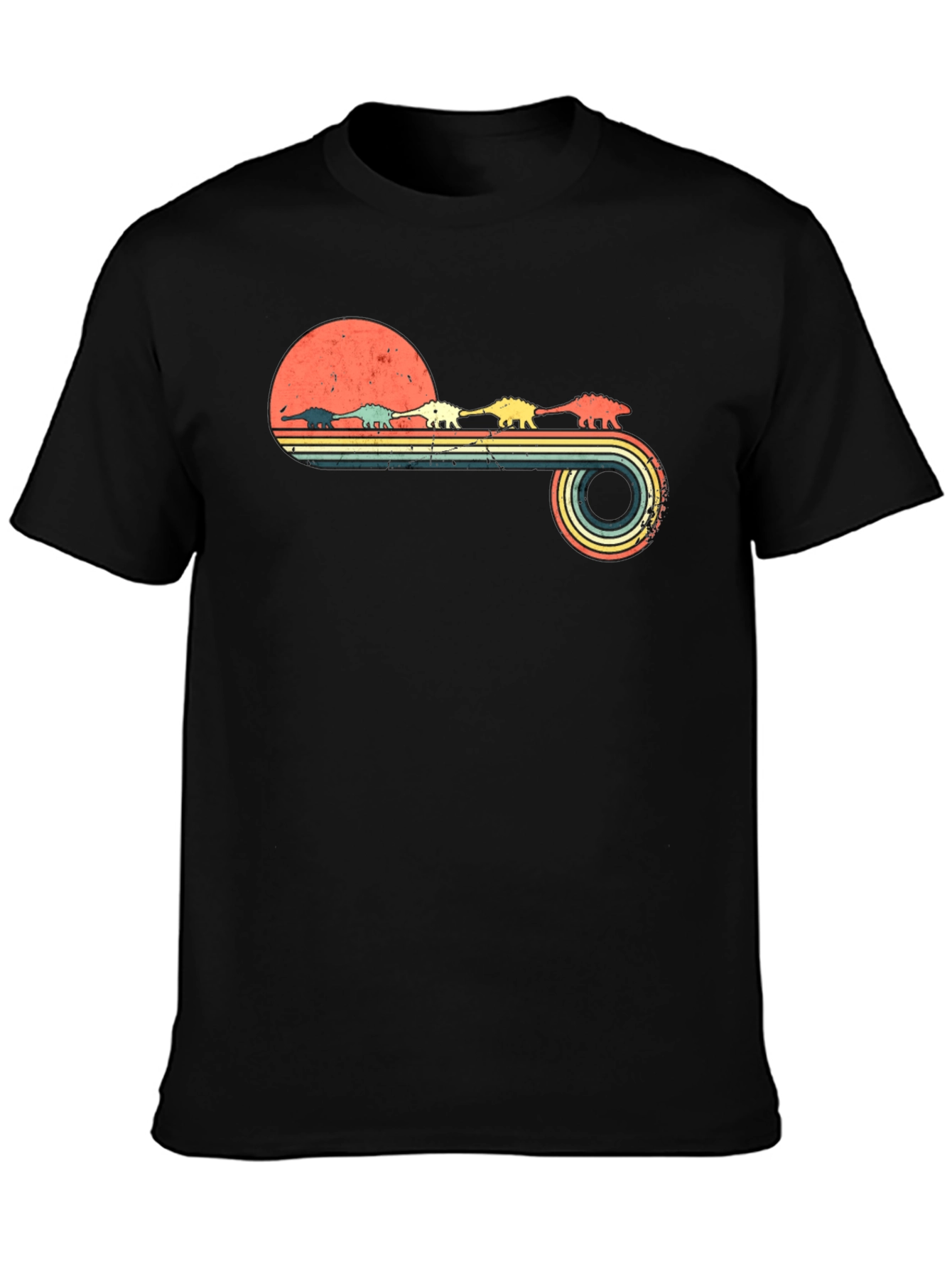 Retro Dinosaur Sunset Graphic Tee
