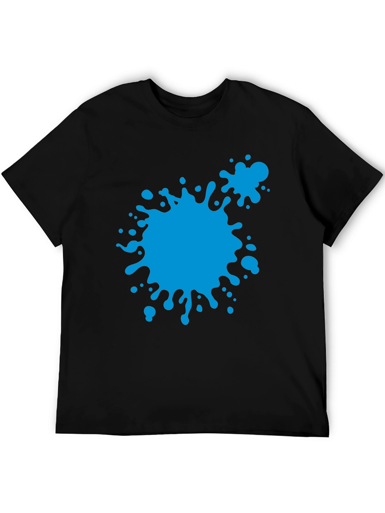 Abstract Blue Paint Splatter Black T-Shirt