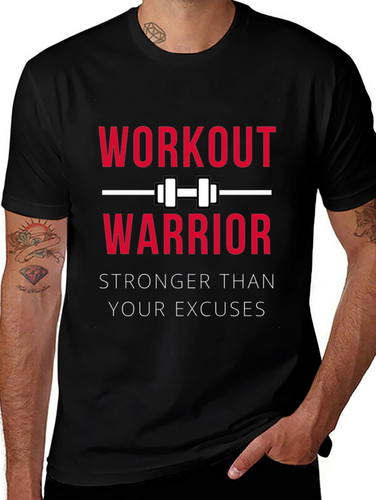 Workout Warrior Black Graphic T-Shirt - Stronger Than Excuses