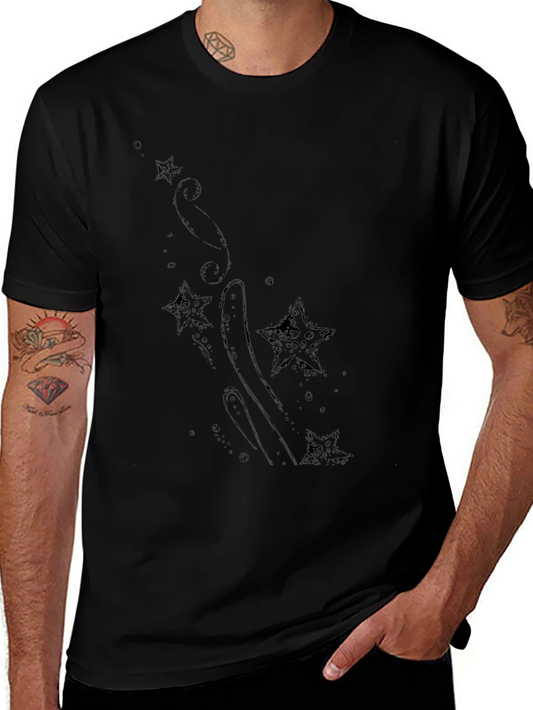 Mens Black T-Shirt with Star Design