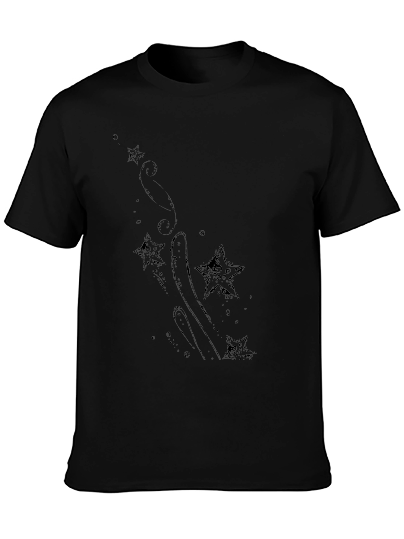 Mens Black T-Shirt with Star Design