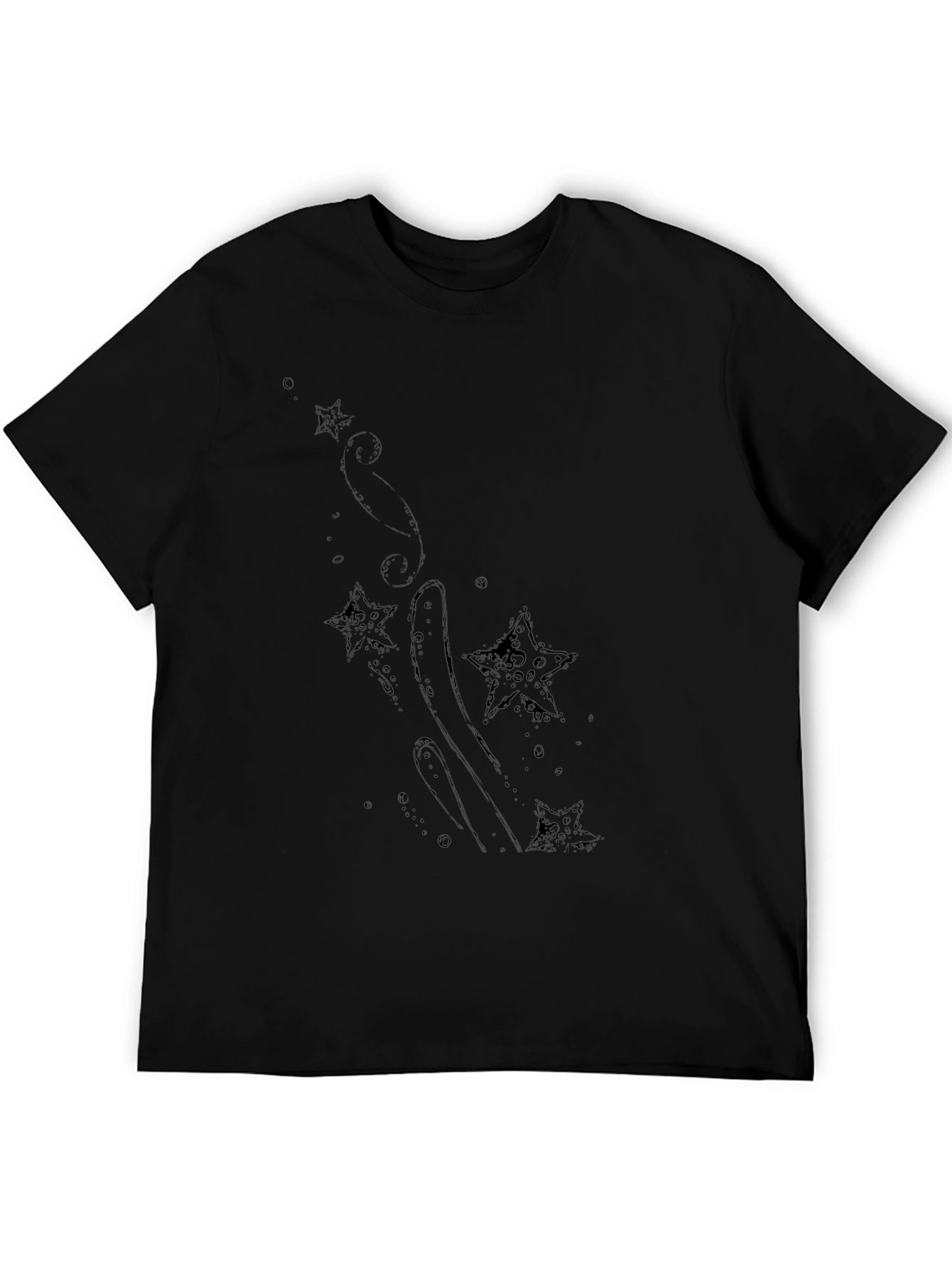 Mens Black T-Shirt with Star Design
