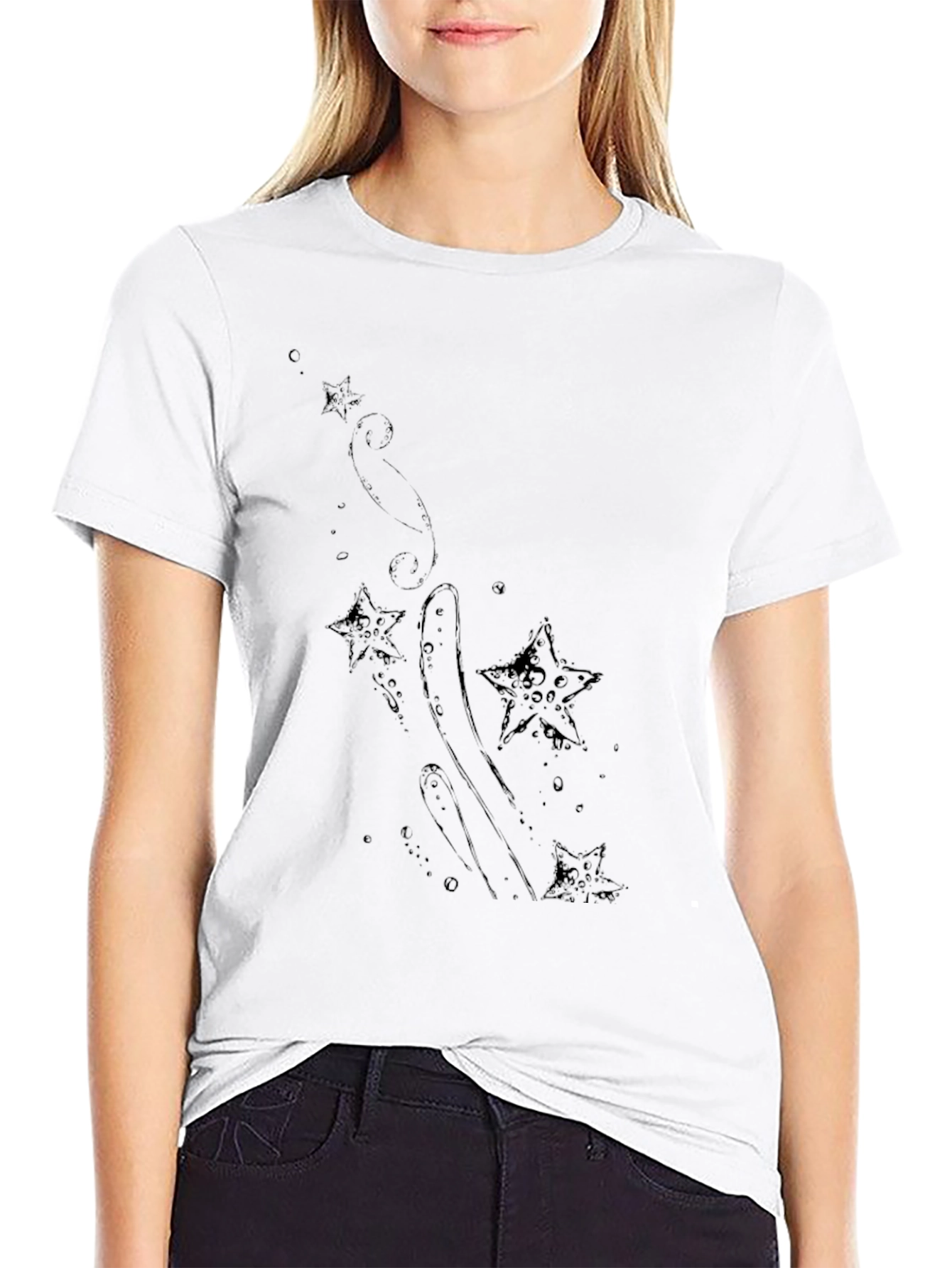 Mens Black T-Shirt with Star Design