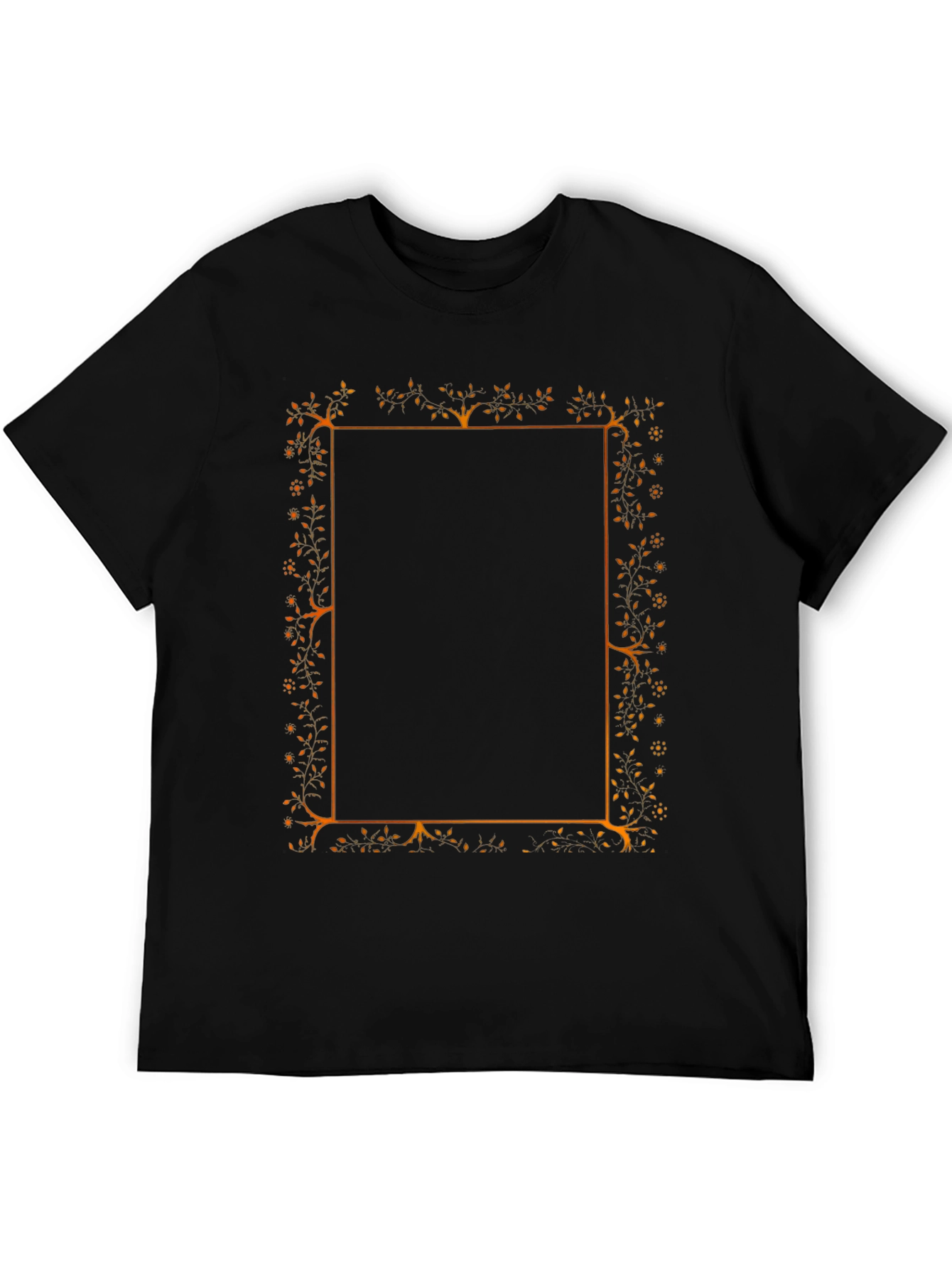 Floral Border Graphic Black T-Shirt