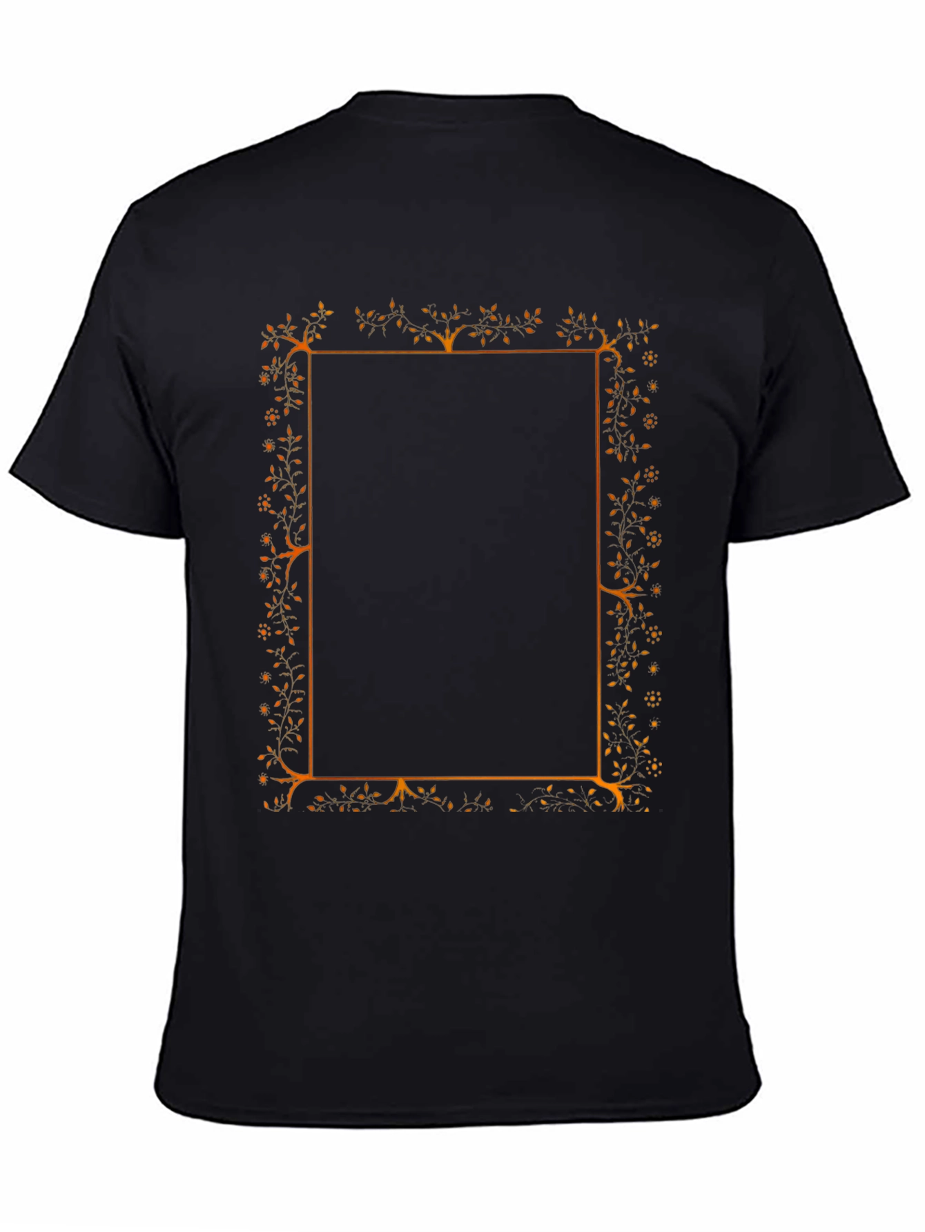 Floral Border Graphic Black T-Shirt
