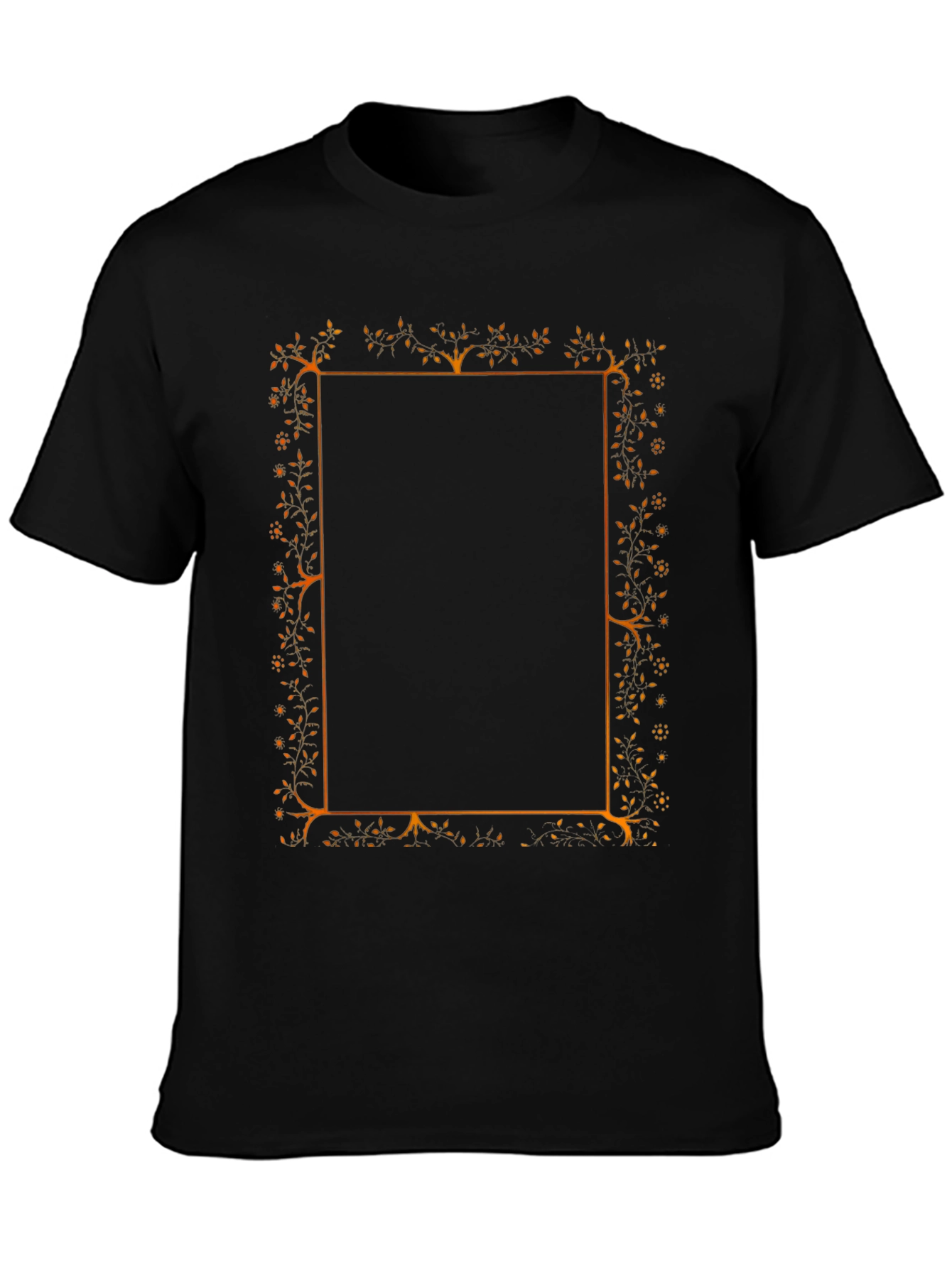 Floral Border Graphic Black T-Shirt
