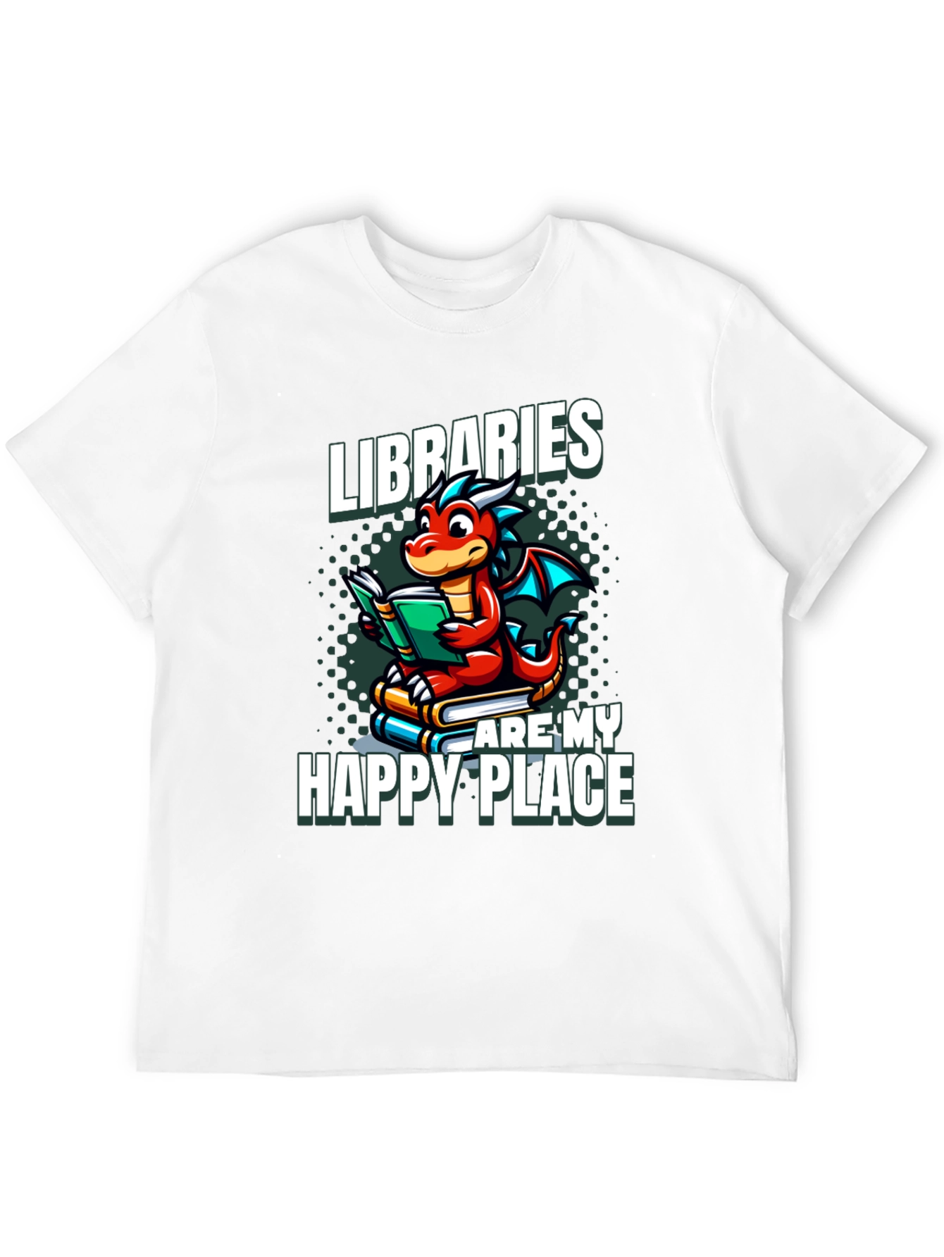 Libraries Are My Happy Place Dragon Reading Book T-Shirt