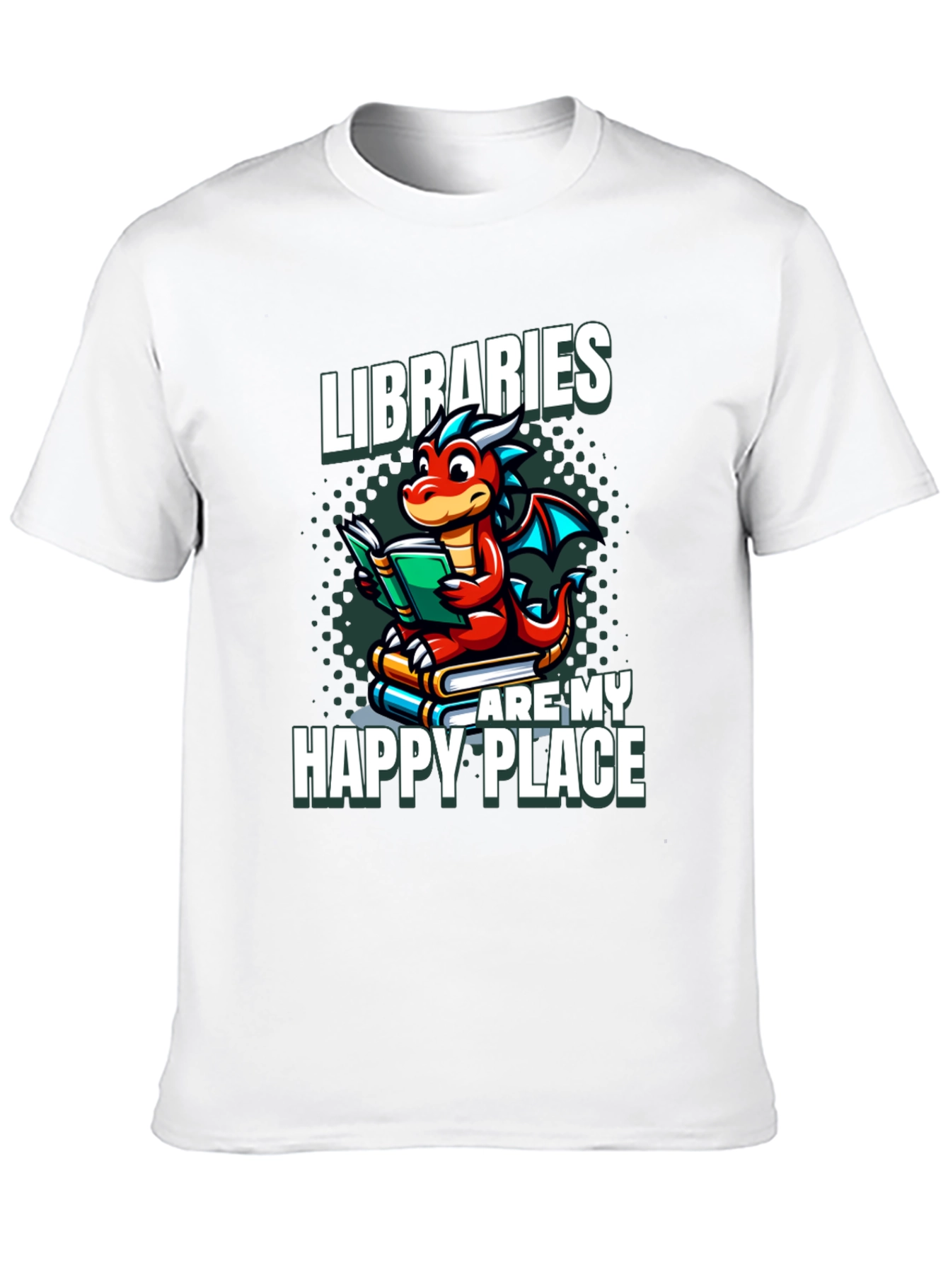 Libraries Are My Happy Place Dragon Reading Book T-Shirt