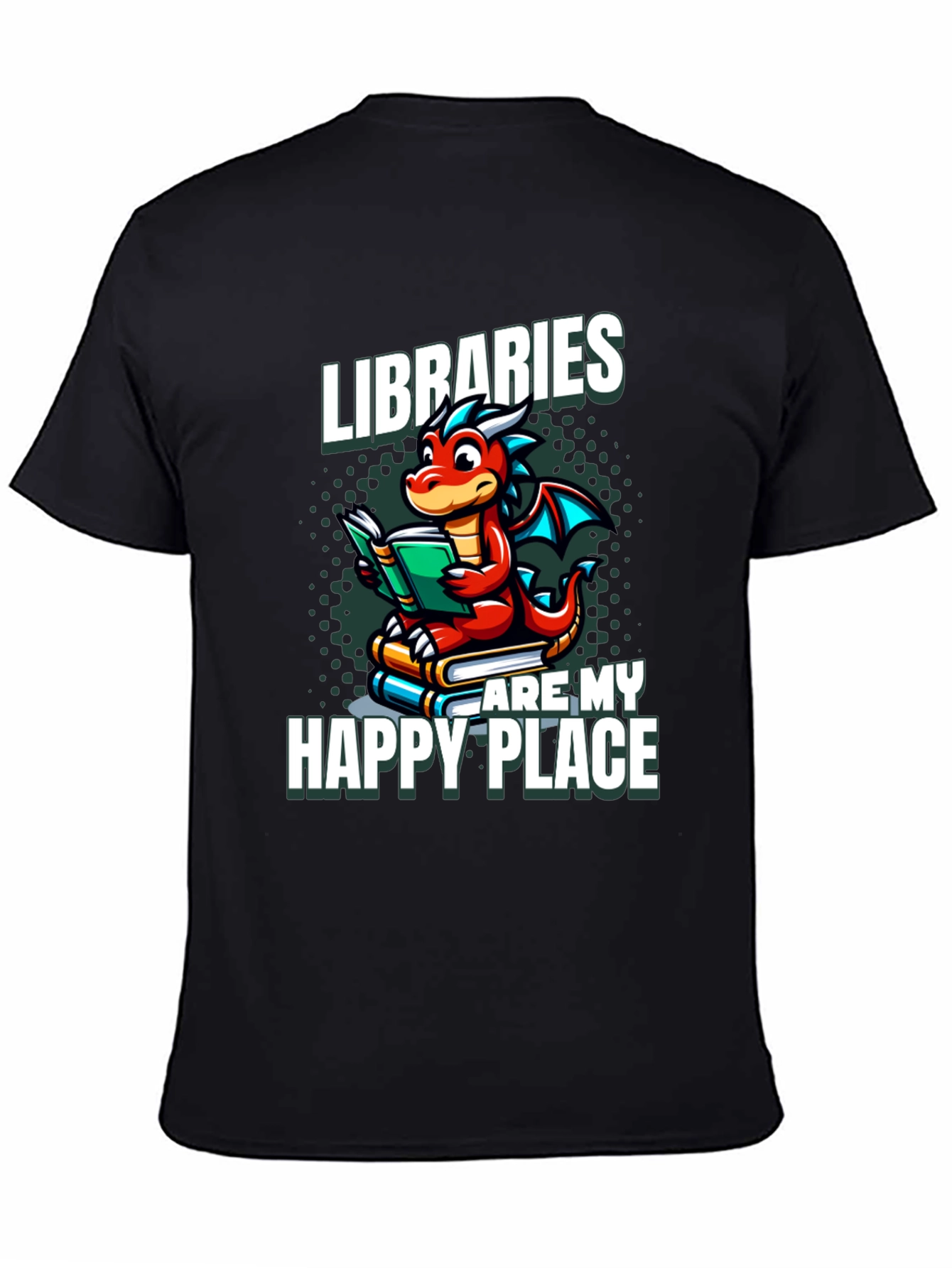 Libraries Are My Happy Place Dragon Reading Book T-Shirt