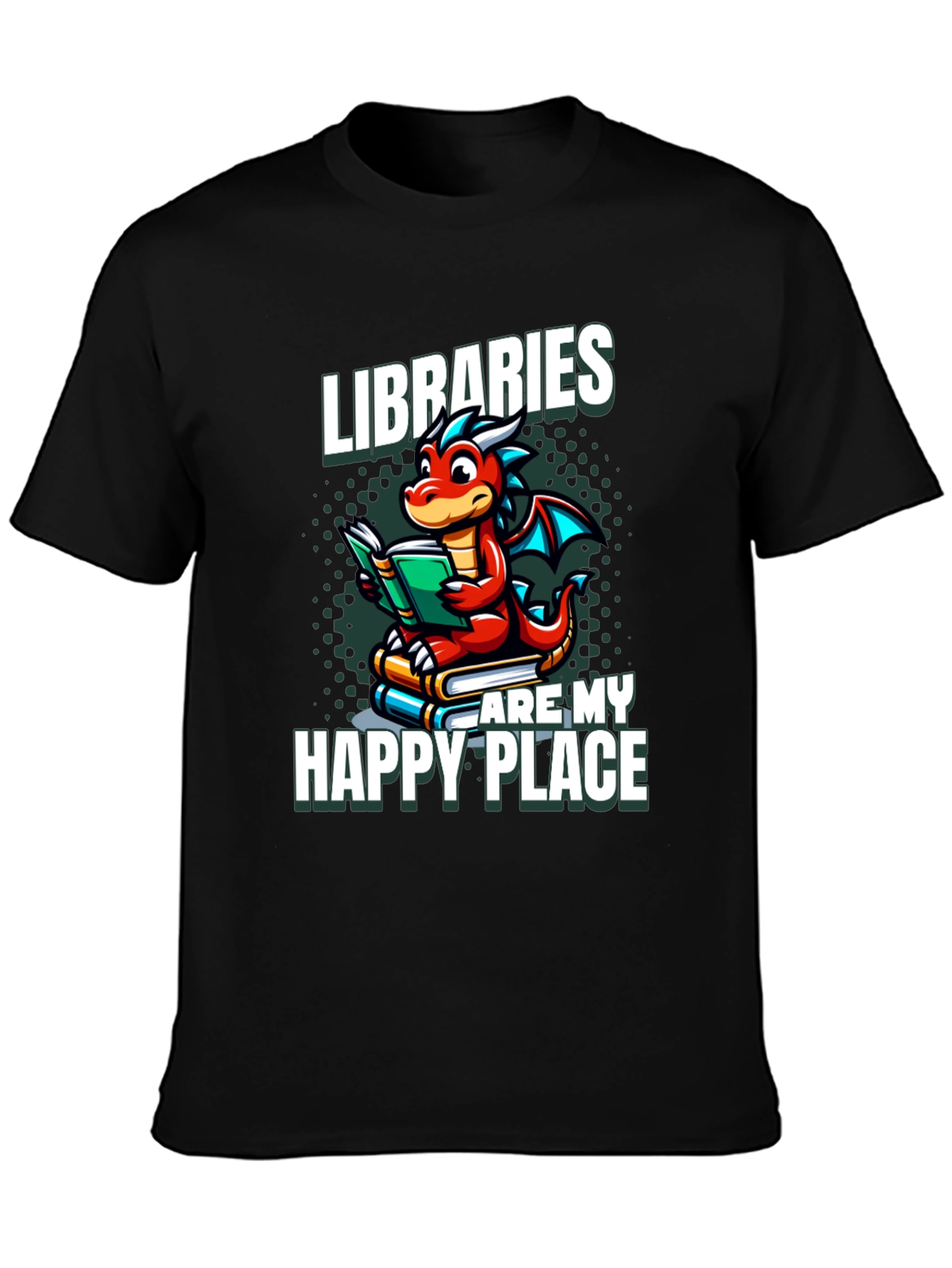 Libraries Are My Happy Place Dragon Reading Book T-Shirt