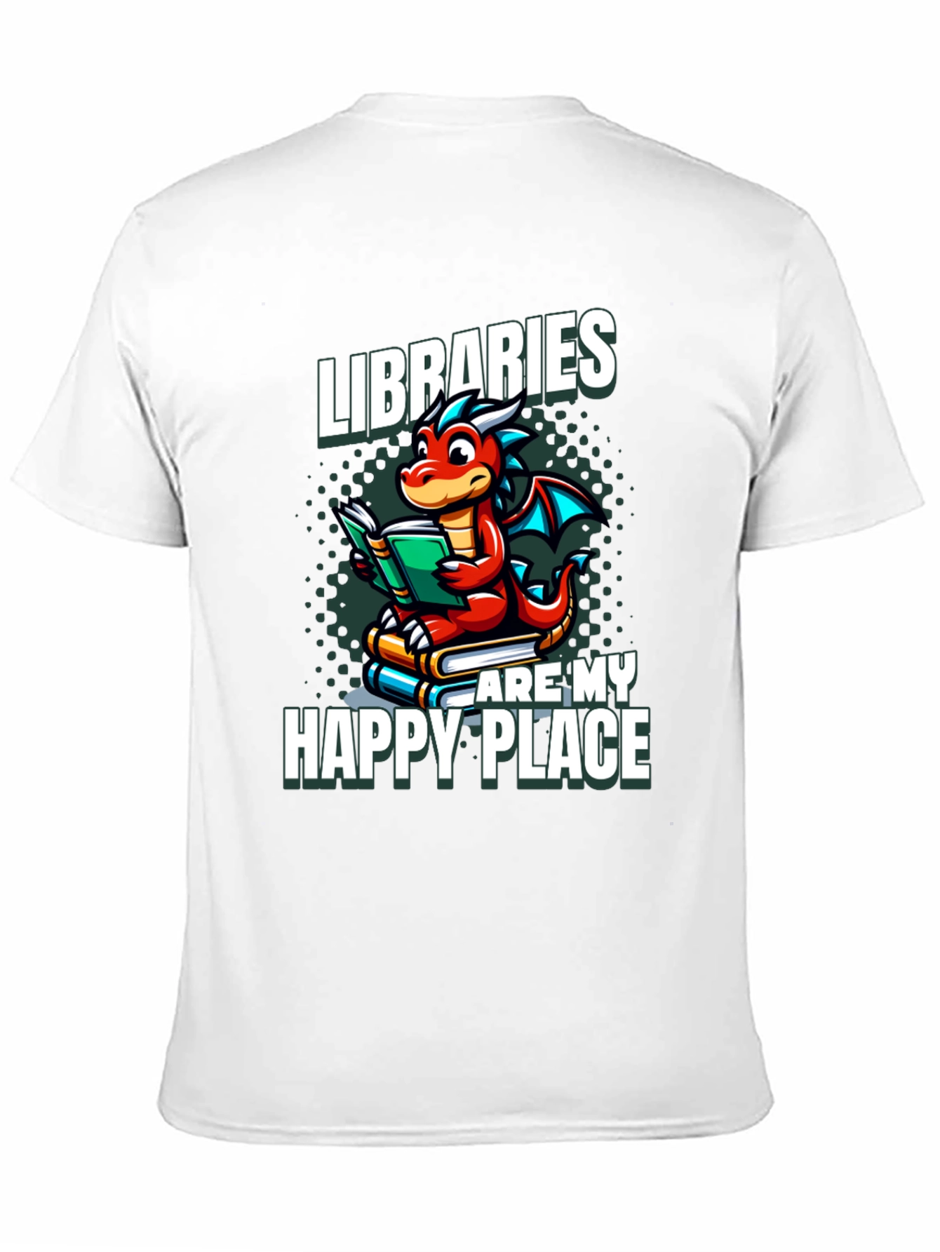Libraries Are My Happy Place Dragon Reading Book T-Shirt