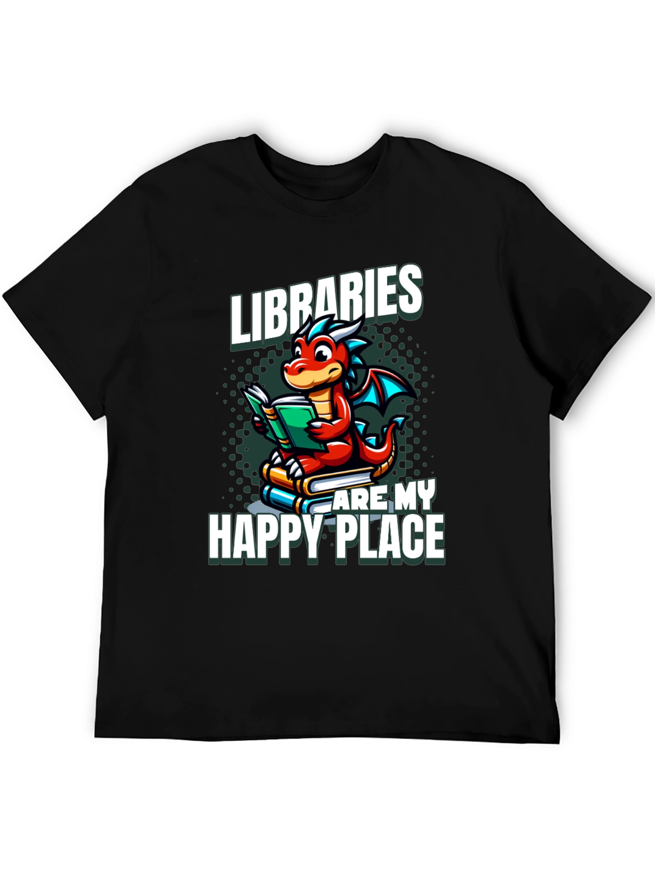 Libraries Are My Happy Place Dragon Reading Book T-Shirt