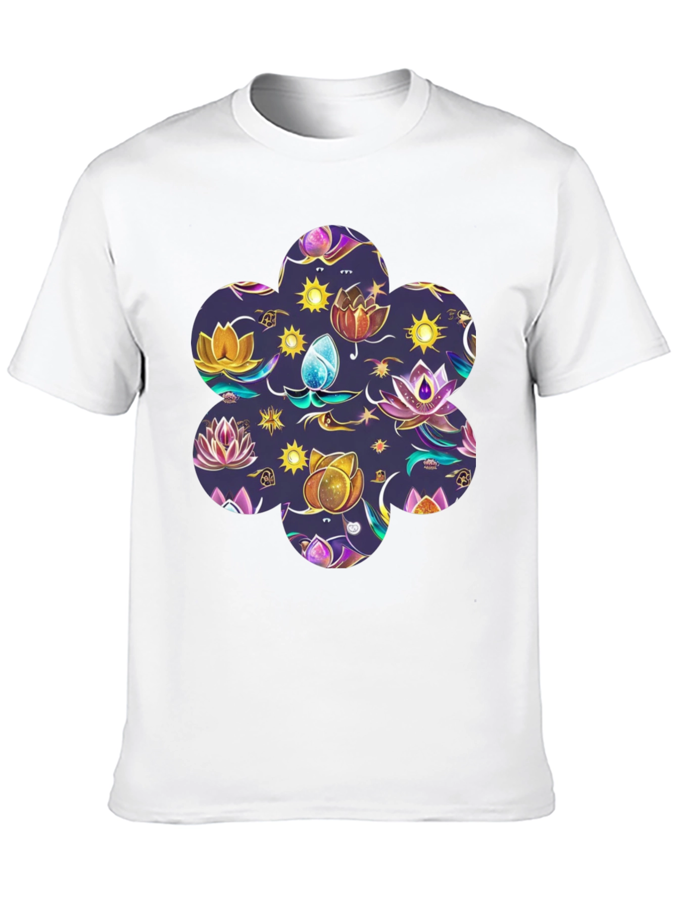 Mystic Lotus Print Black Tee