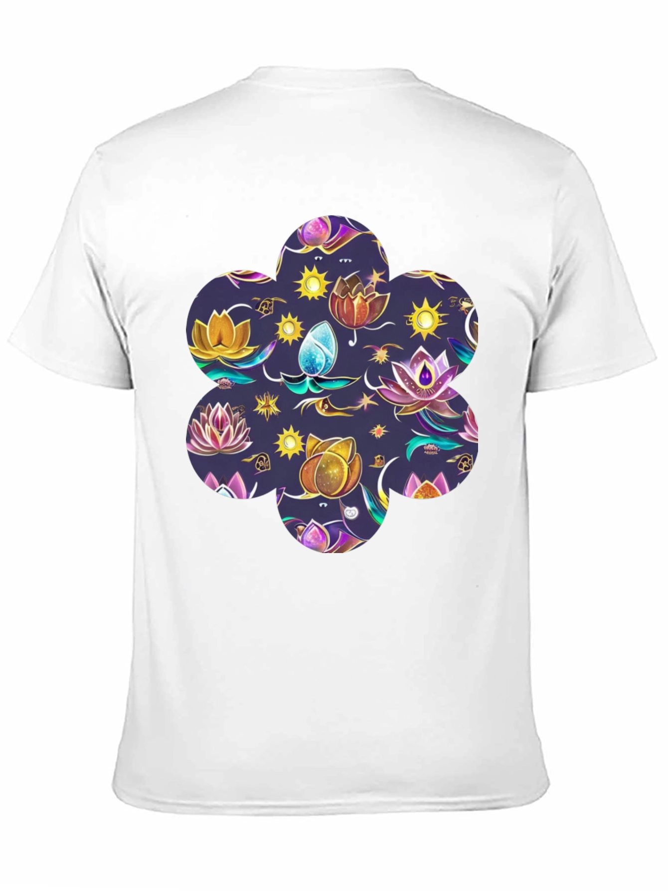 Mystic Lotus Print Black Tee