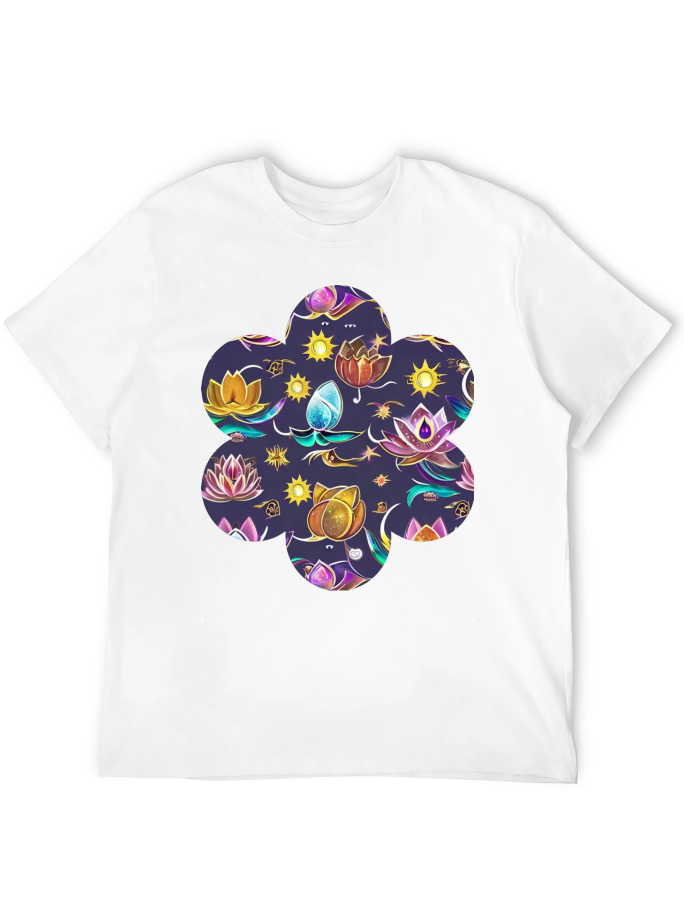 Mystic Lotus Print Black Tee