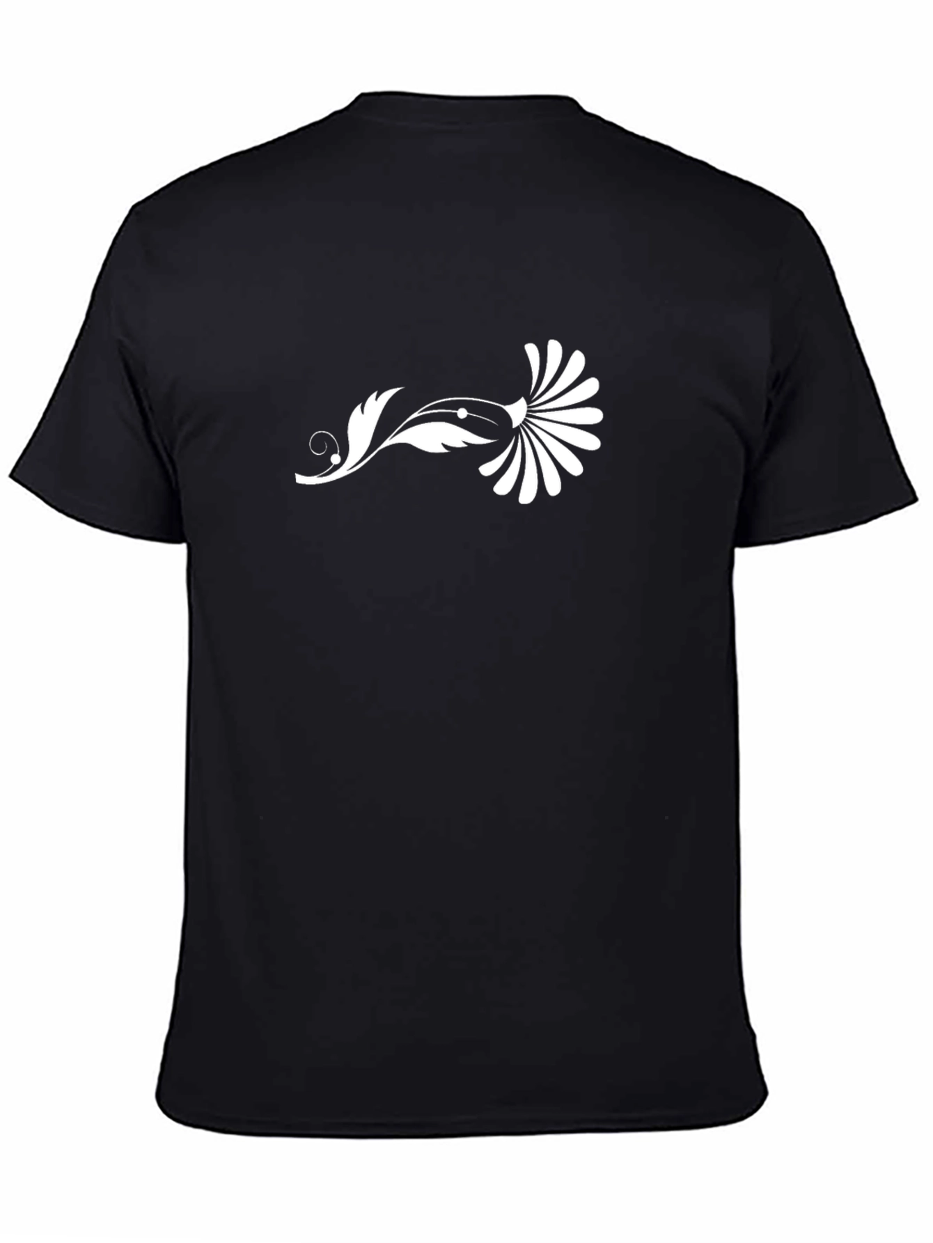 Black T-Shirt with White Floral Graphic