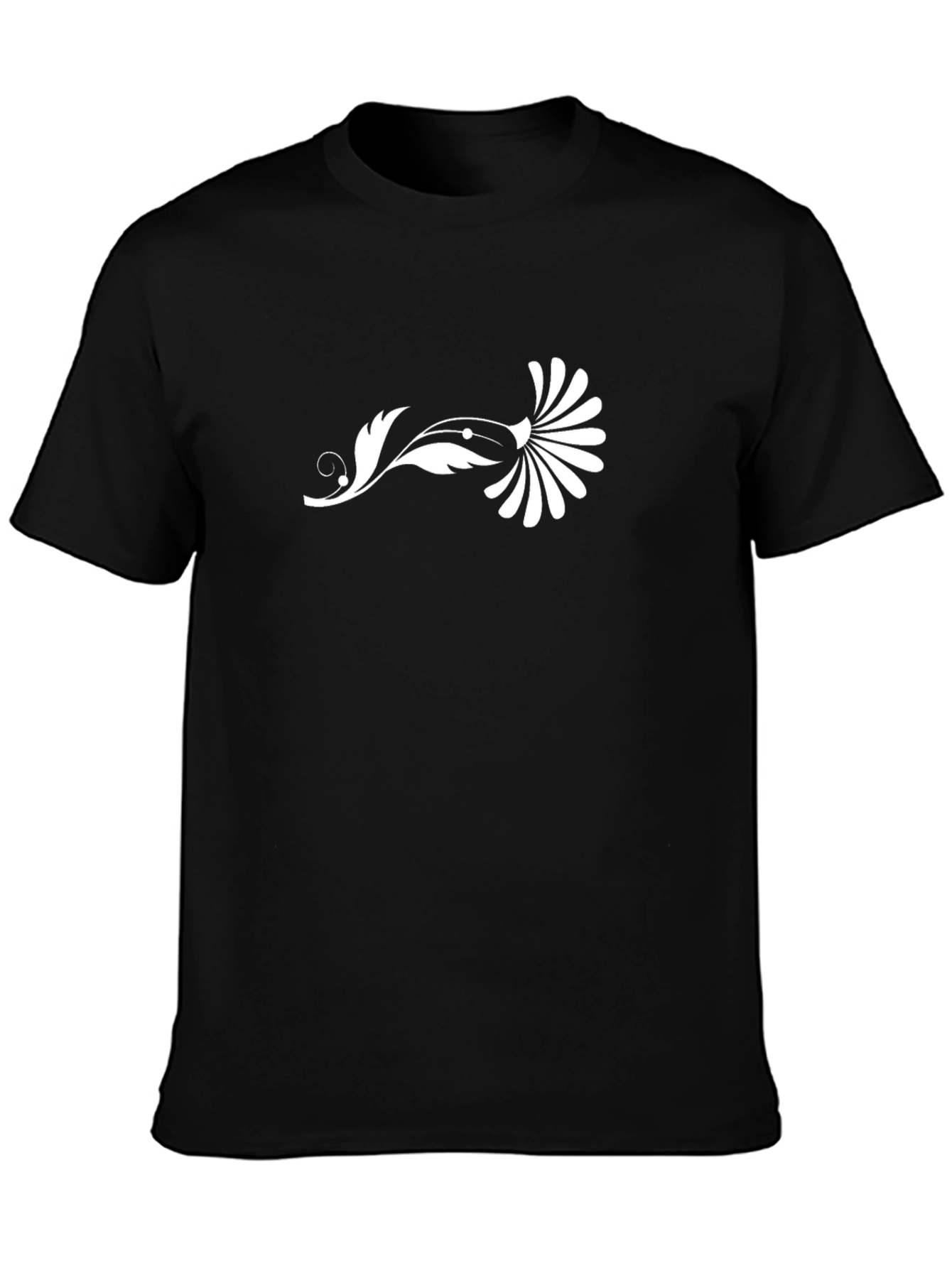 Black T-Shirt with White Floral Graphic