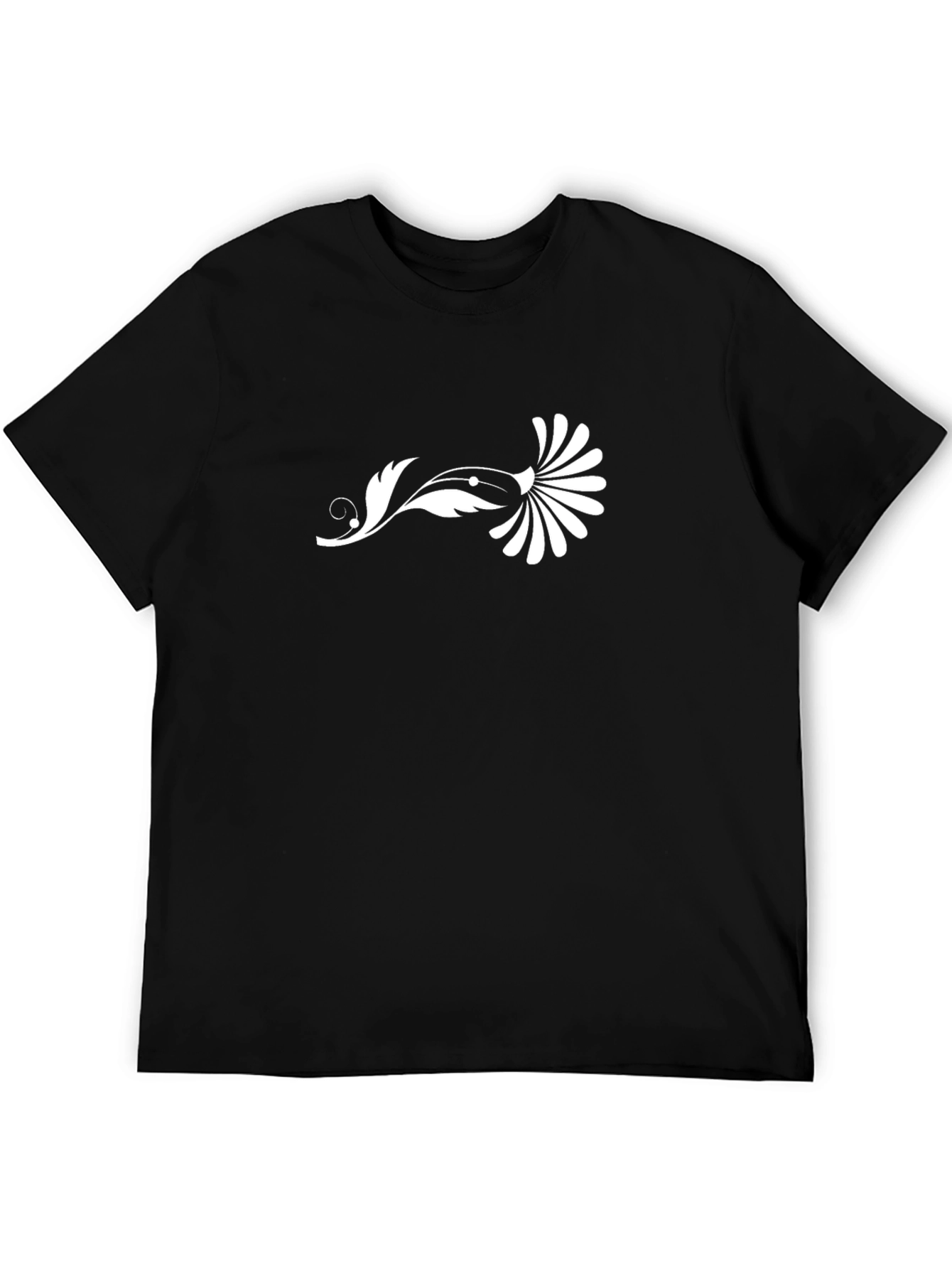 Black T-Shirt with White Floral Graphic