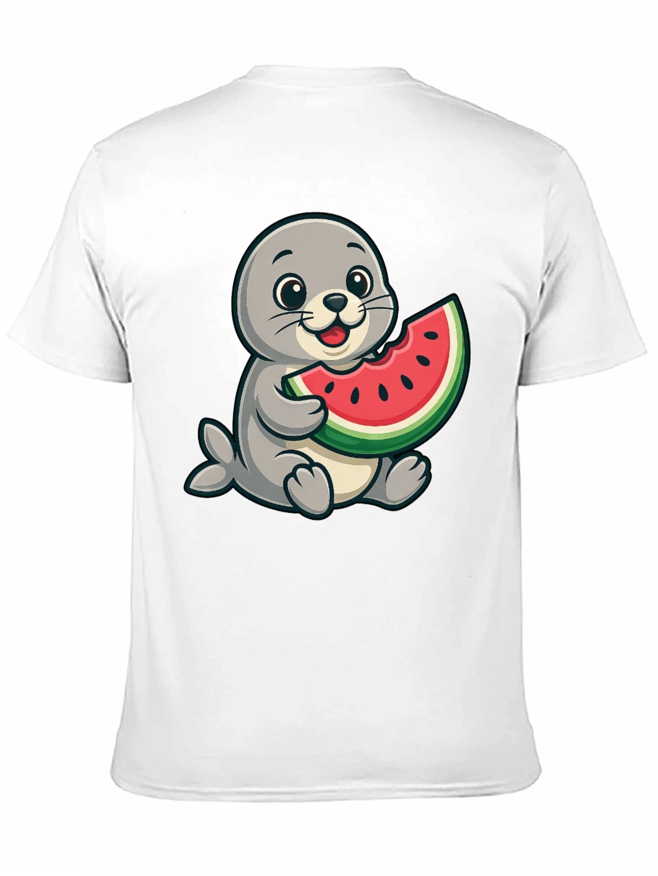 Seal Watermelon Graphic Tee - Black Cotton
