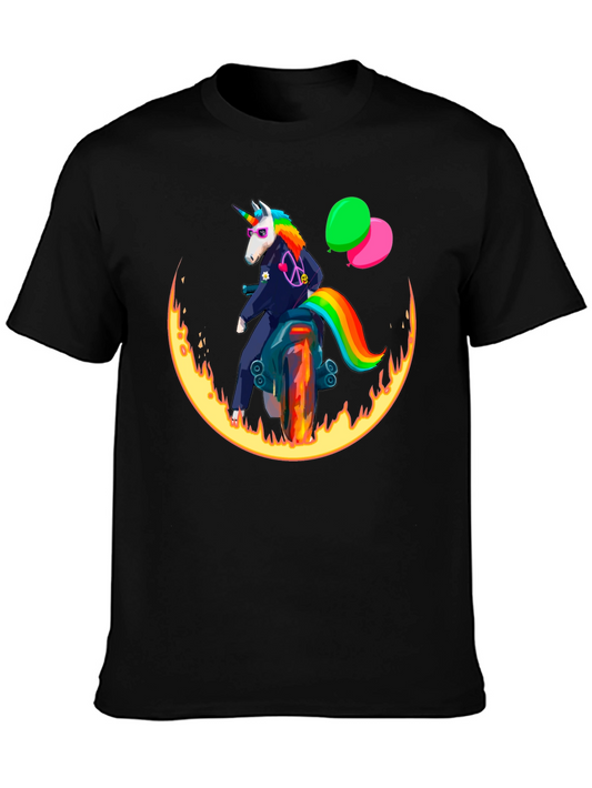 Unicorn Biker T-Shirt - Rainbow Tail Tee