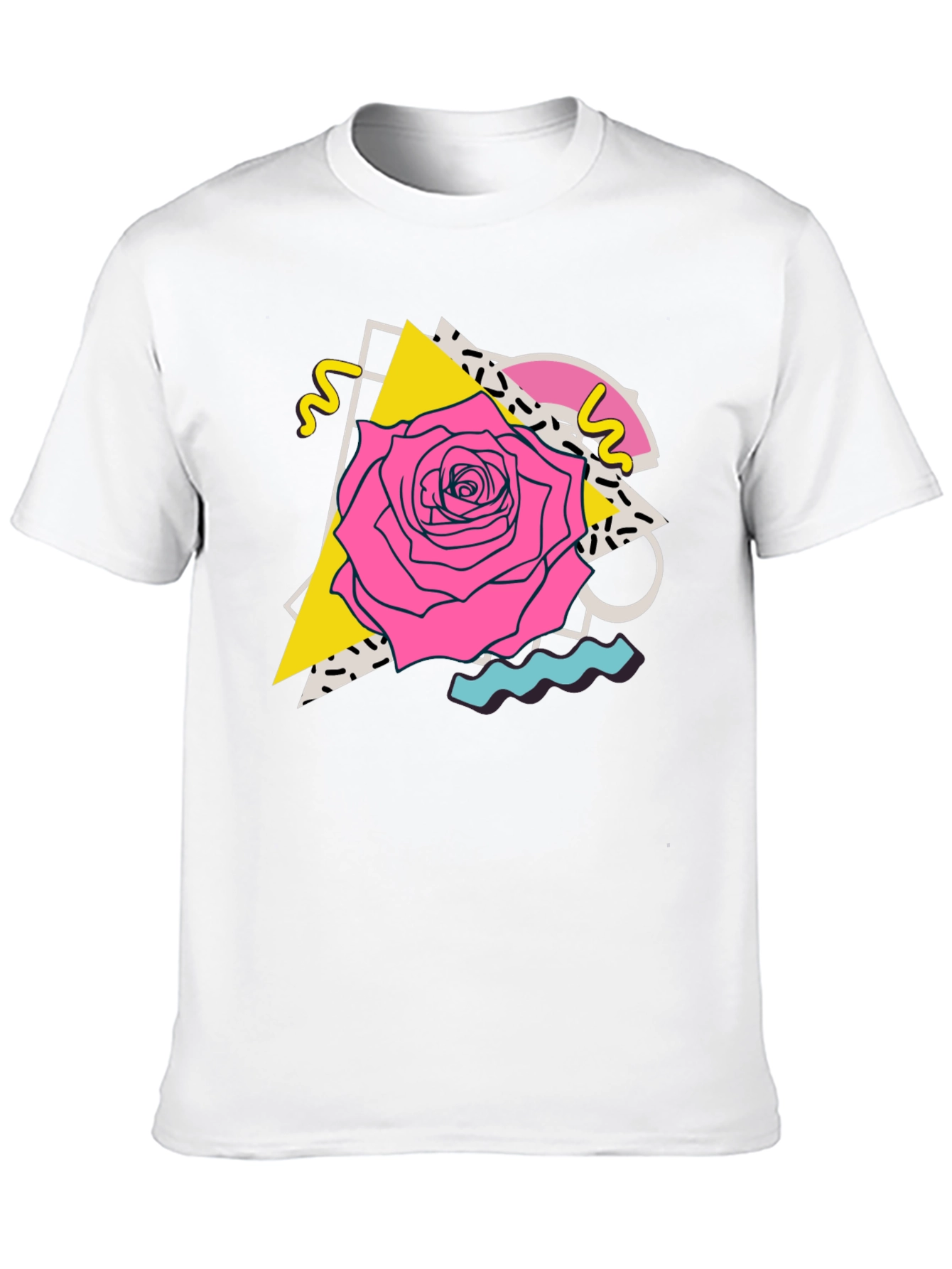 Retro Rose Graphic Tee - 80s Style Black T-Shirt