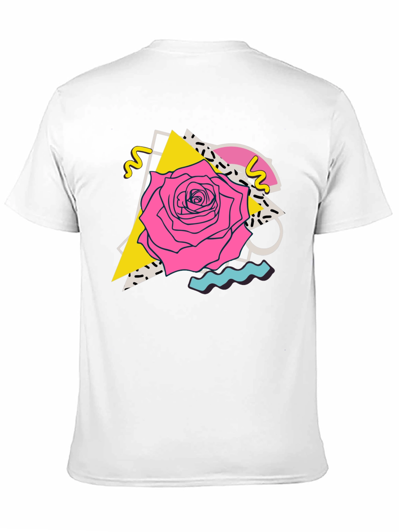 Retro Rose Graphic Tee - 80s Style Black T-Shirt