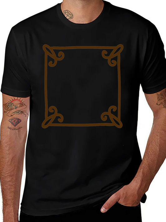 Unique Brown Border Black T-Shirt