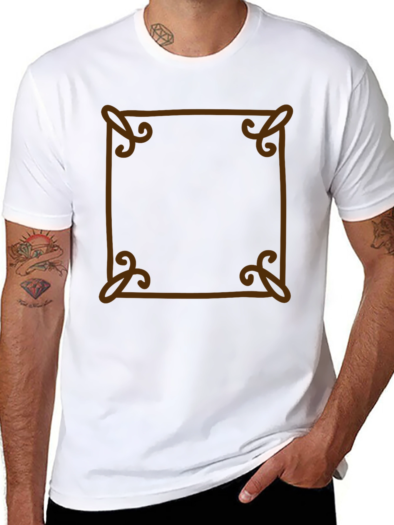 Unique Brown Border Black T-Shirt