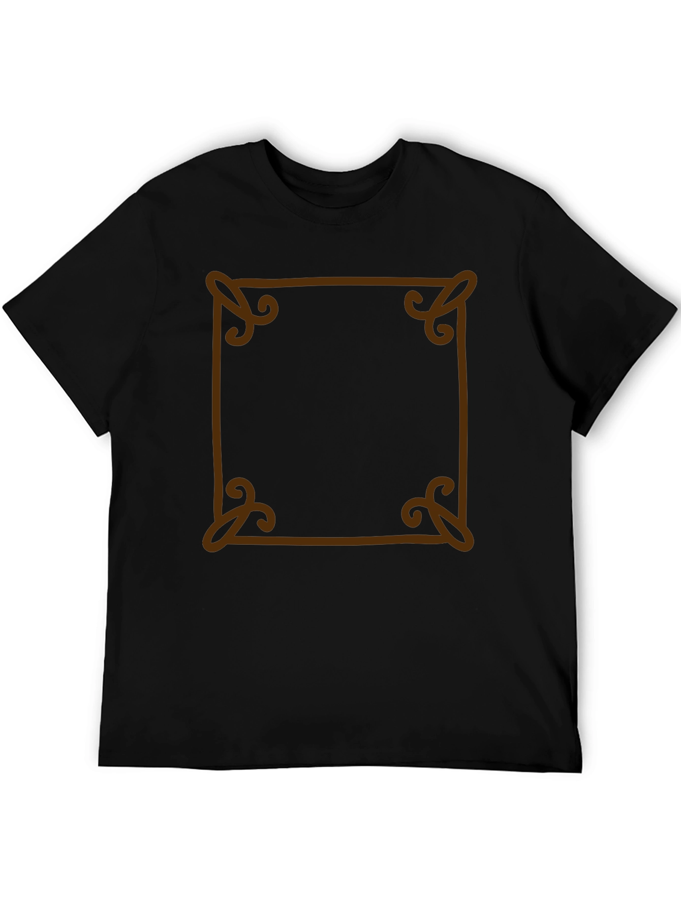 Unique Brown Border Black T-Shirt
