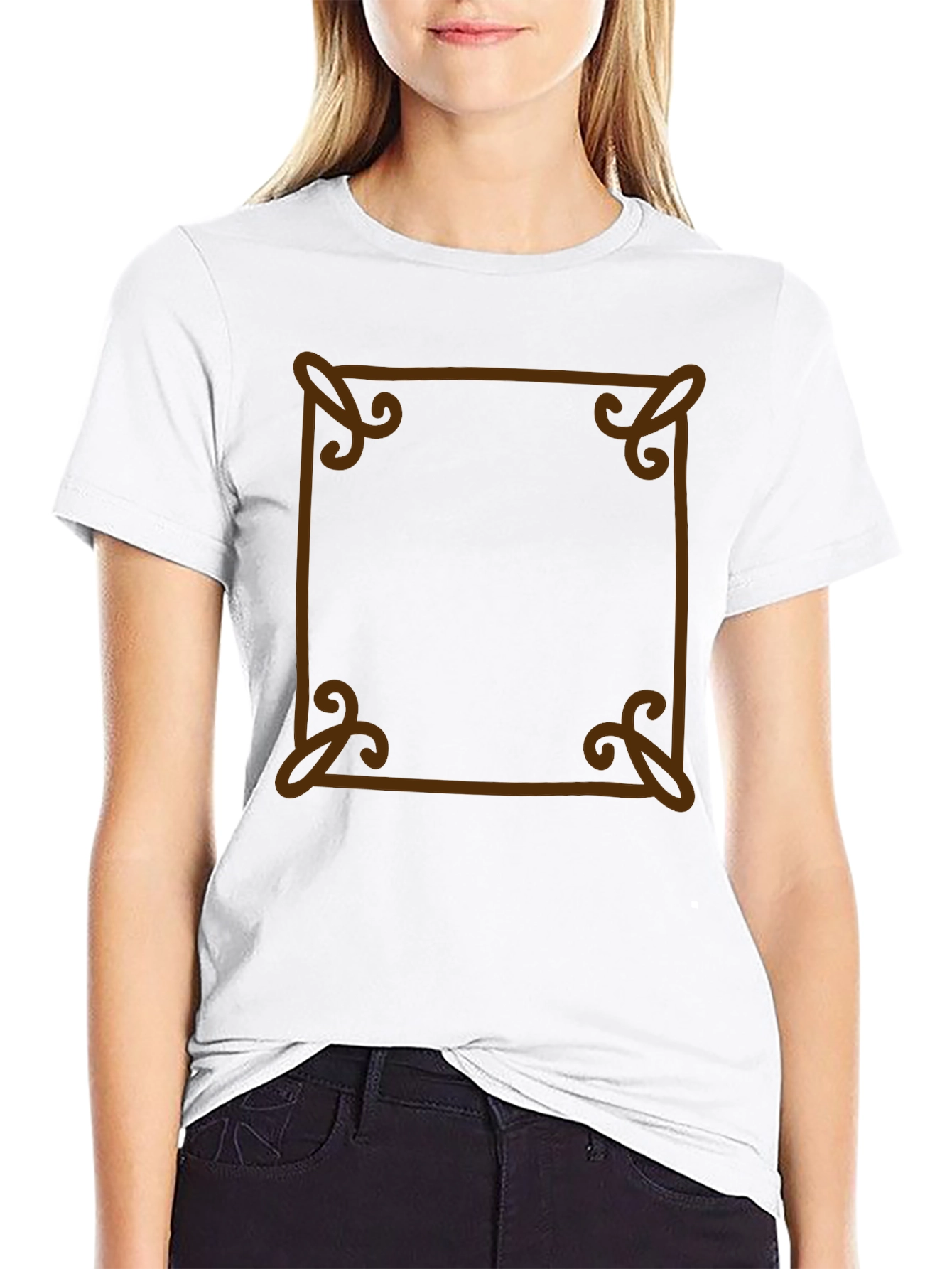Unique Brown Border Black T-Shirt