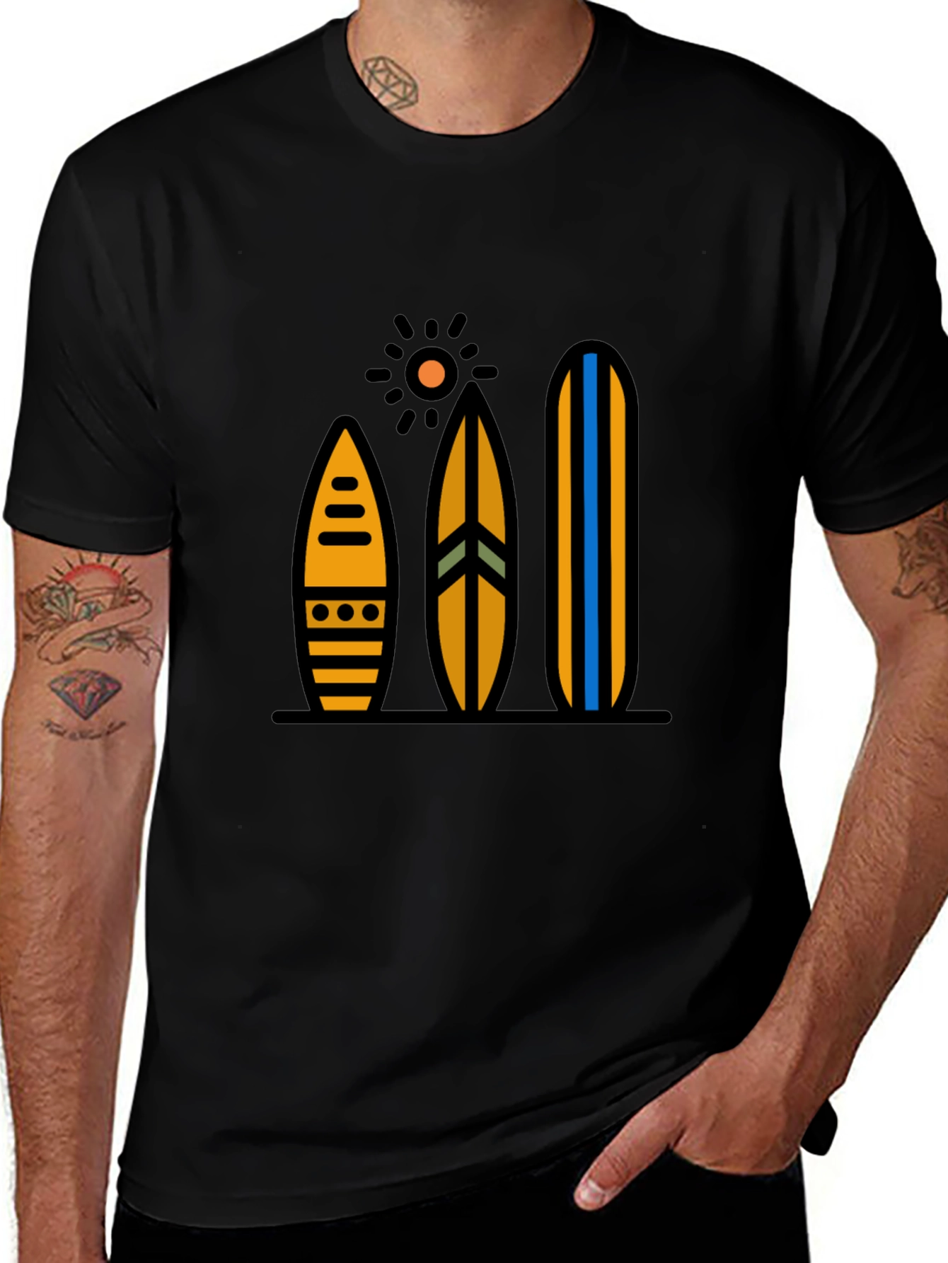 Surfboard Graphic Tee - Black Cotton Blend