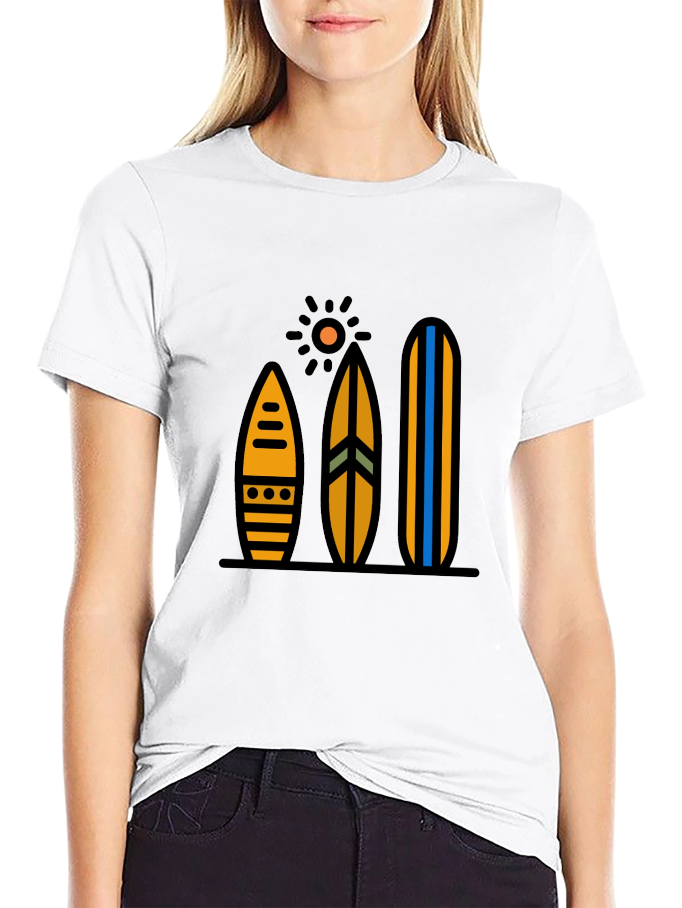 Surfboard Graphic Tee - Black Cotton Blend
