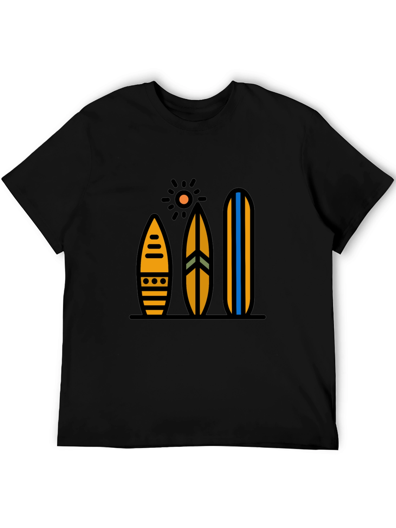 Surfboard Graphic Tee - Black Cotton Blend