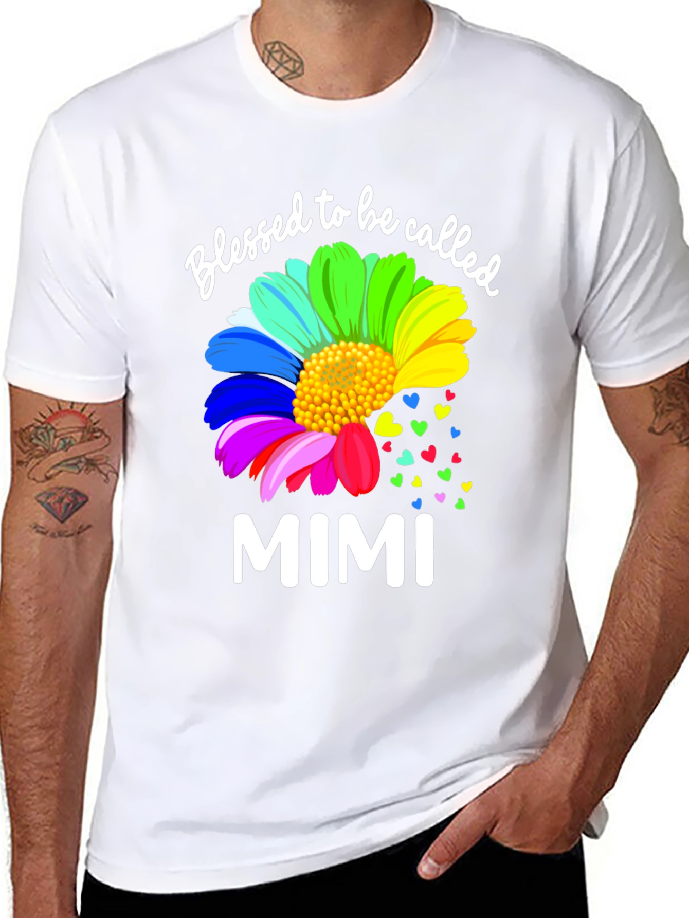 Blessed to Be Called Mimi Rainbow Flower T-Shirt