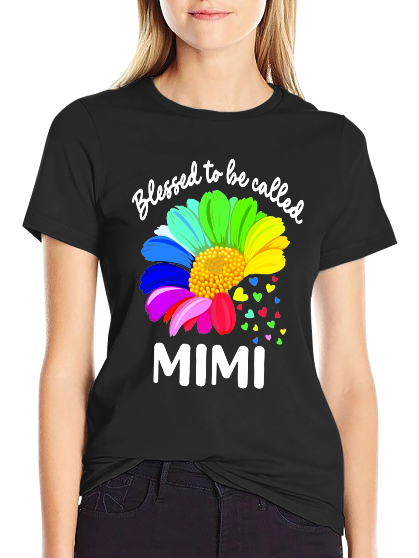 Blessed to Be Called Mimi Rainbow Flower T-Shirt