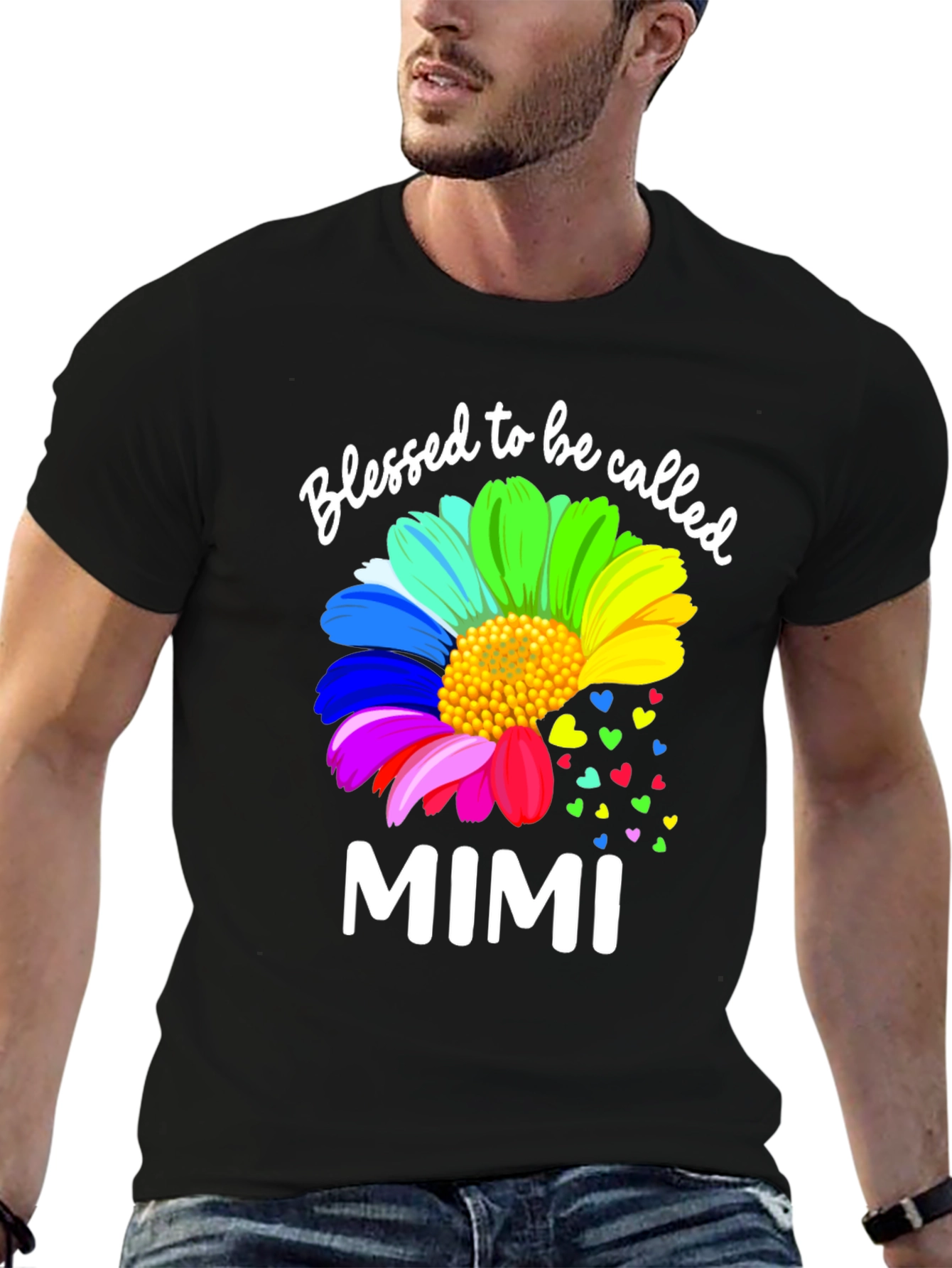 Blessed to Be Called Mimi Rainbow Flower T-Shirt
