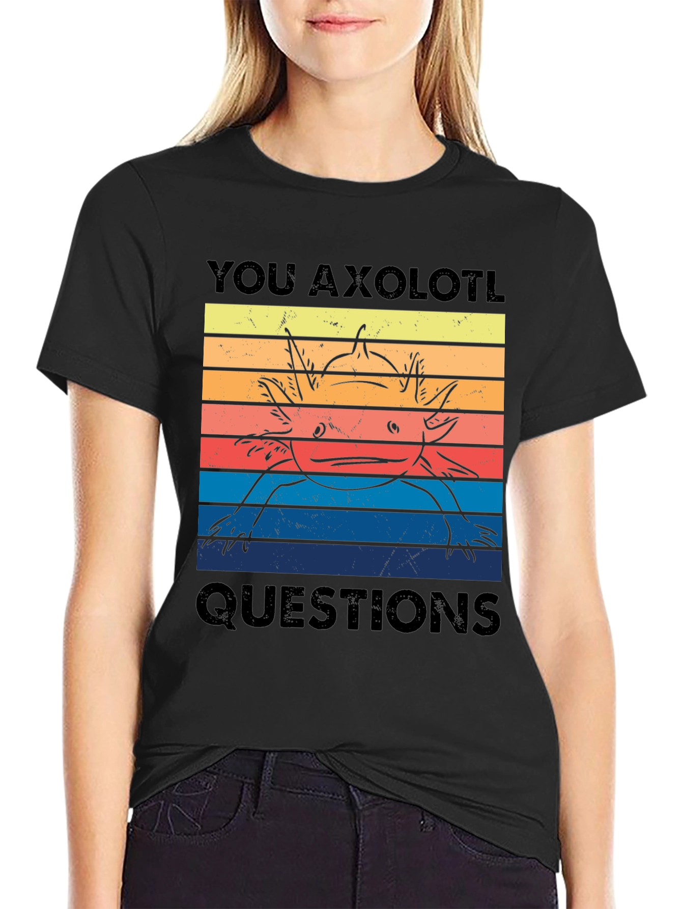 Axolotl Questions Graphic Tee - Unisex Black T-Shirt