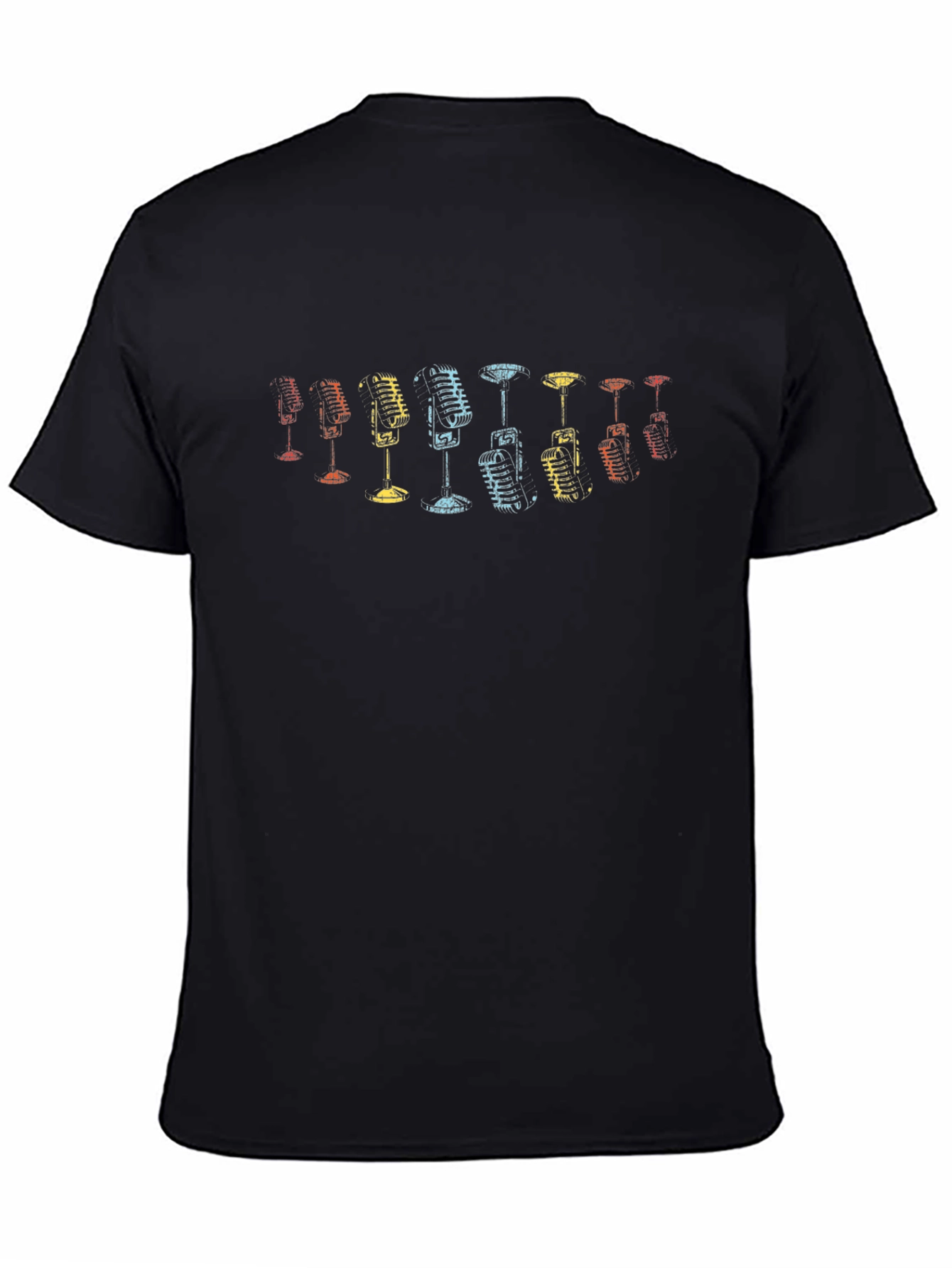 Retro Microphone Graphic Black T-Shirt